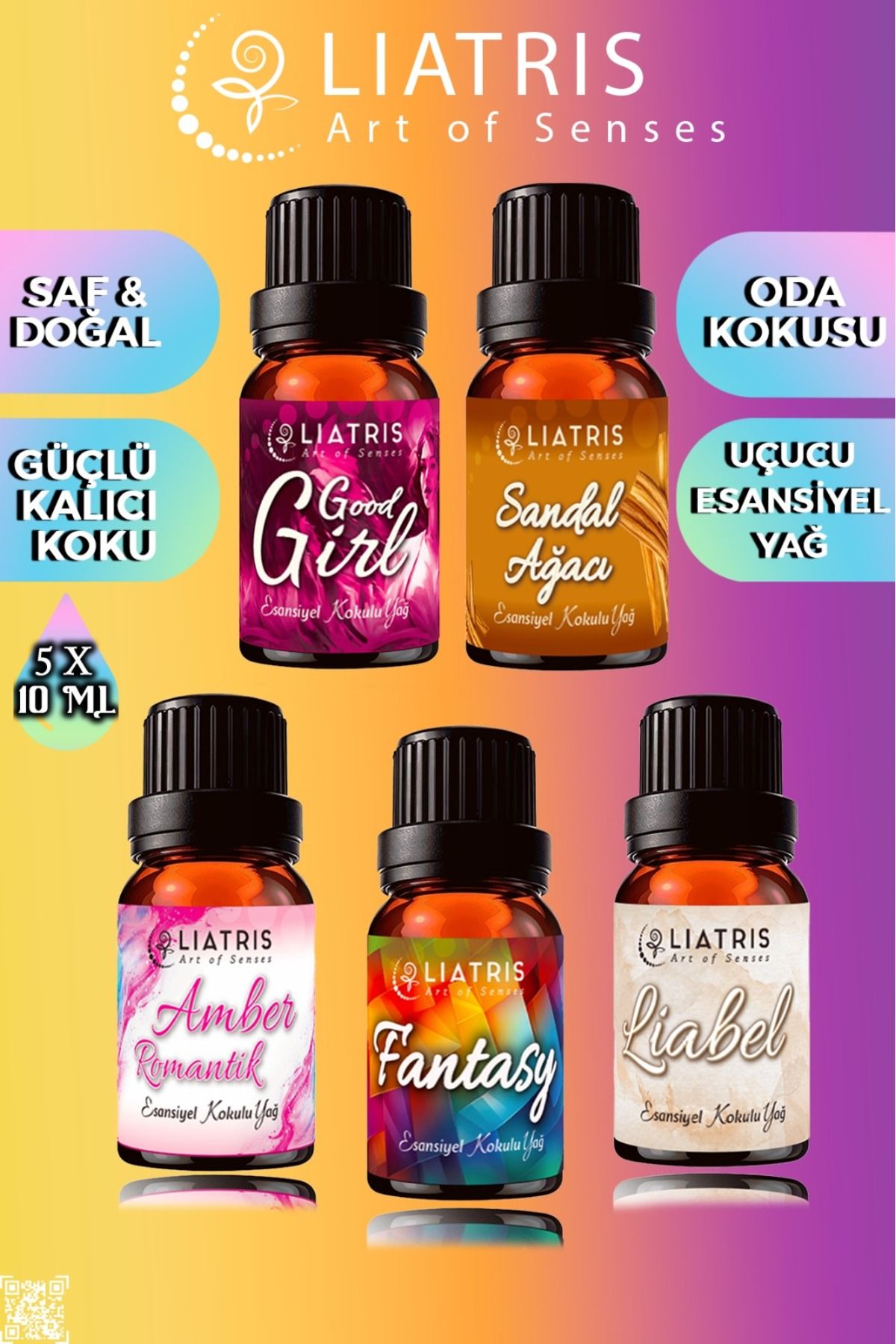 liatris AMBER ROMANTİK-SANDAL AĞACI-LİABEL-FANTASY-GOOD GIRL esansiyel uçucu yağ 5*10 ml