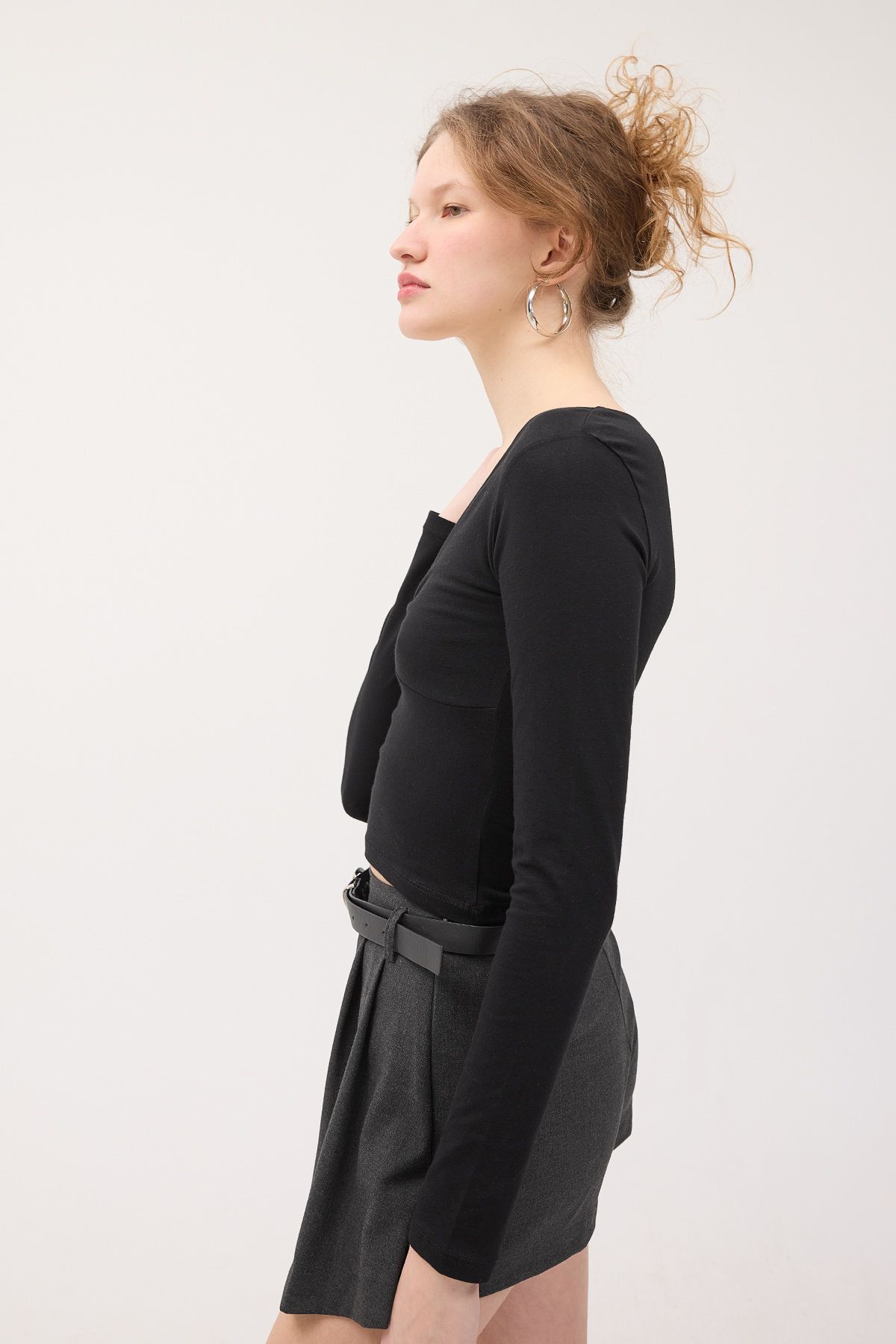 Addax-Knot Detail Long Sleeve Blouse B1690-M8 4