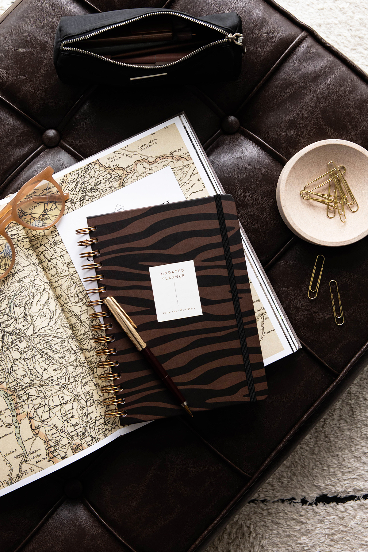 PAPERORA A5 Spiralli Süresiz Planlayıcı Ajanda Kahverengi Zebra