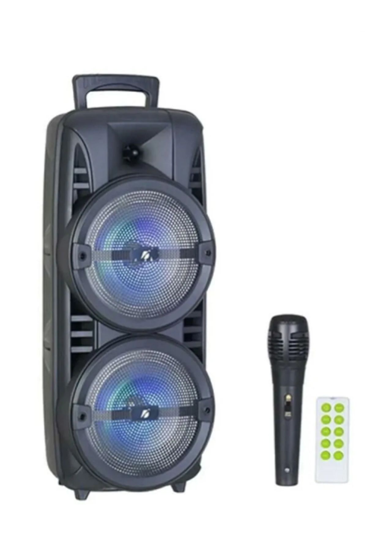 azmarka Mikrofonlu, Extra Bass, Led Işıklı, USB/SD Kart/FM Radyo, Parti, 8"x2 Subwoofer & Tweeter