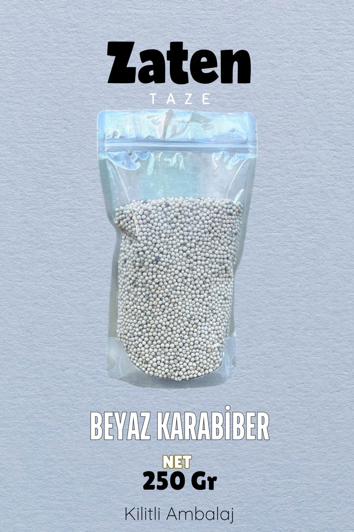 Zaten Taze Beyaz Renkli Tane Karabiber 250 Gr Çekilmemiş White Pepper