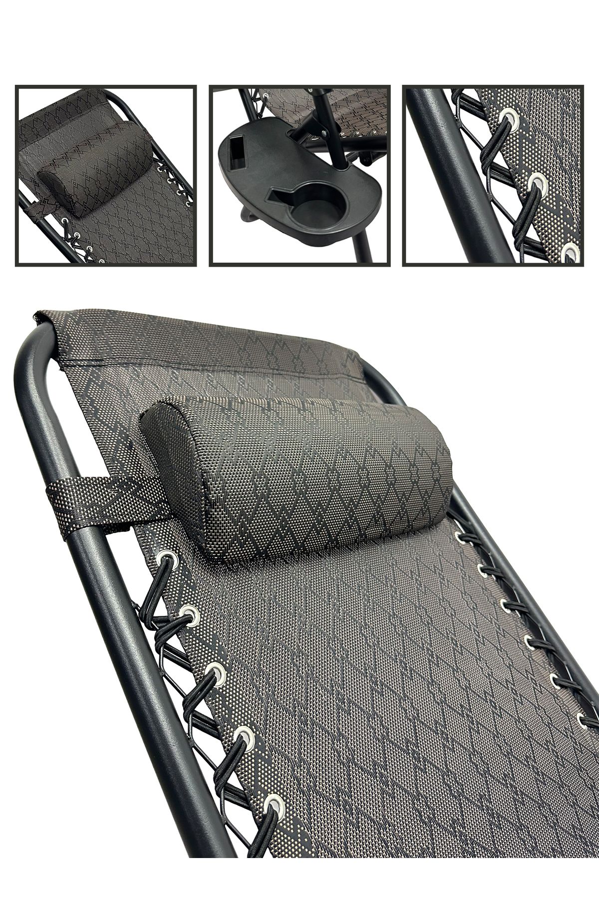 Generic-2 Piece Patio Chaise Lounges Chair gravity chair with adjustable backrest and footrest, Sunlounger 4