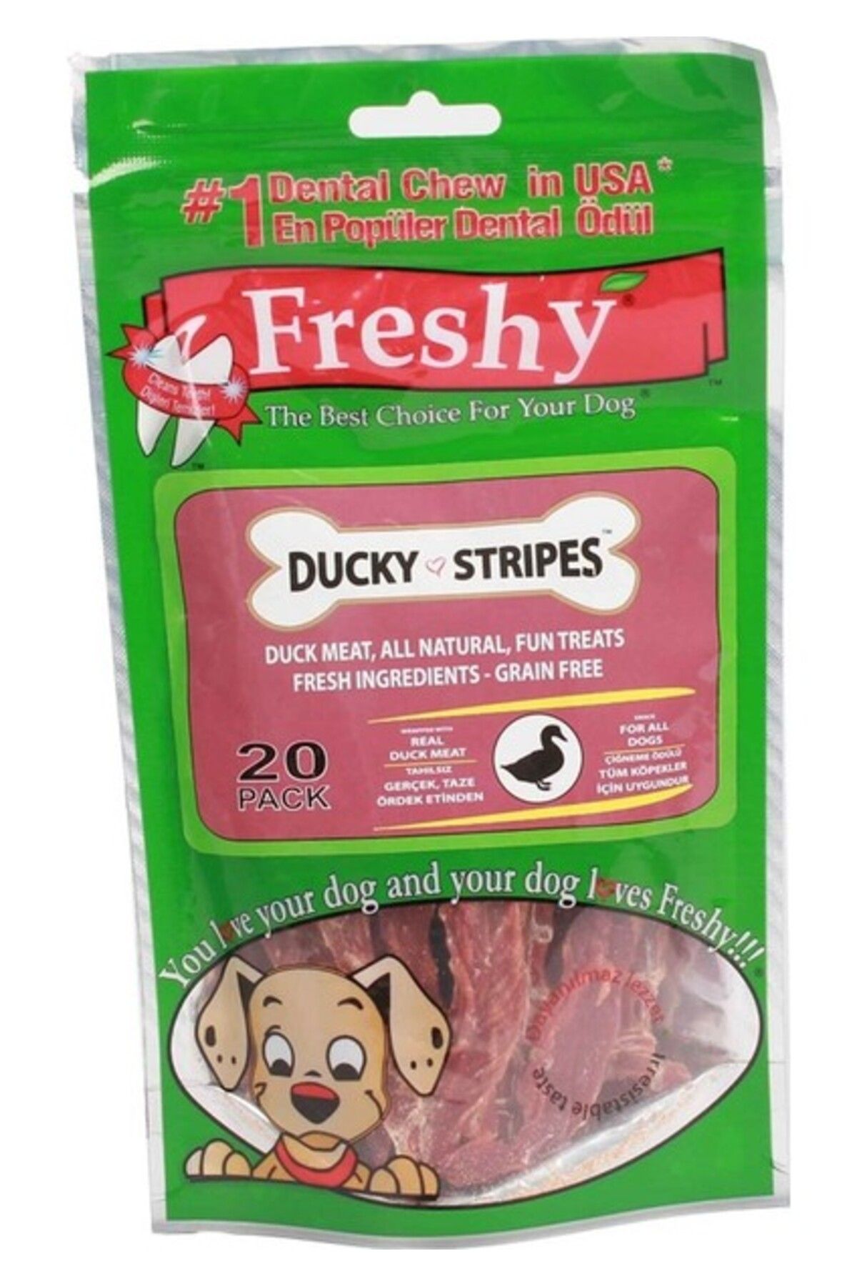 Orqinel Freshy Ducky Stripes Gerçek Ördek Etli Köpek Ödül 20'li