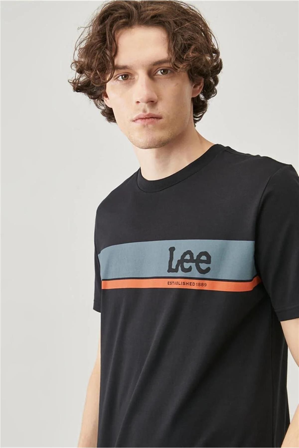 تی شرت مشکی مردانه سیاه آرم T shirt L211918001 Lee