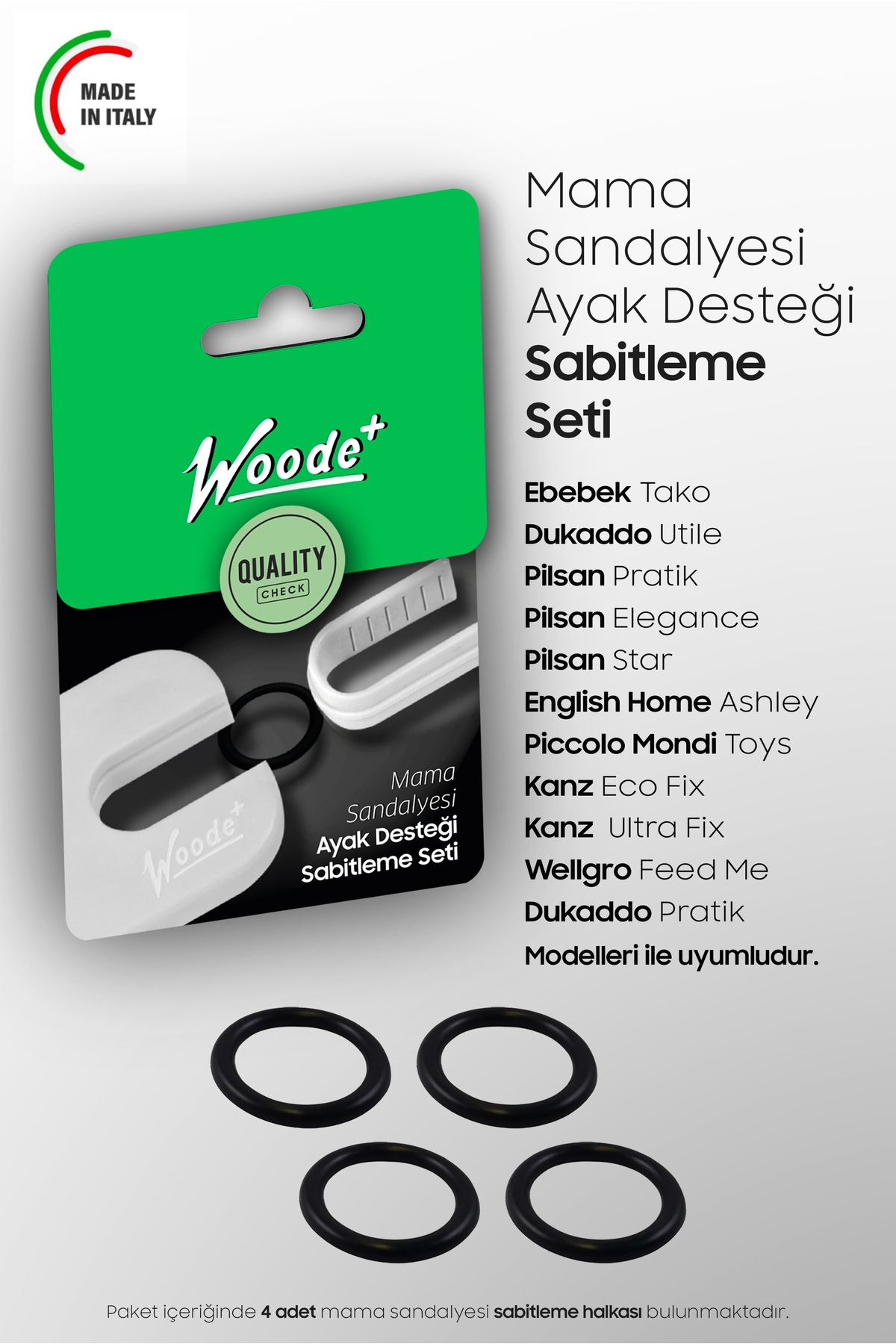 Woode+ Mama Sandalyesi Ayak Desteği Sabitleme Halkası (Kalın bacaklı modeller için)