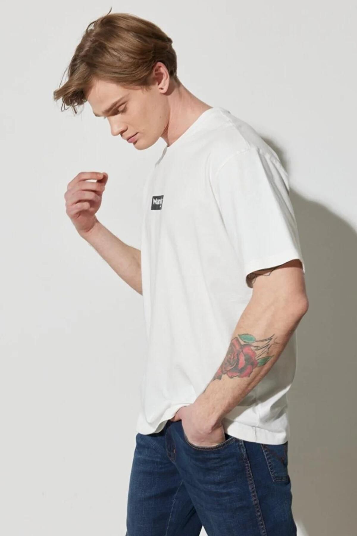 تی شرت سفید مردانه یقه دوچرخه W7C4EE989 Wrangler