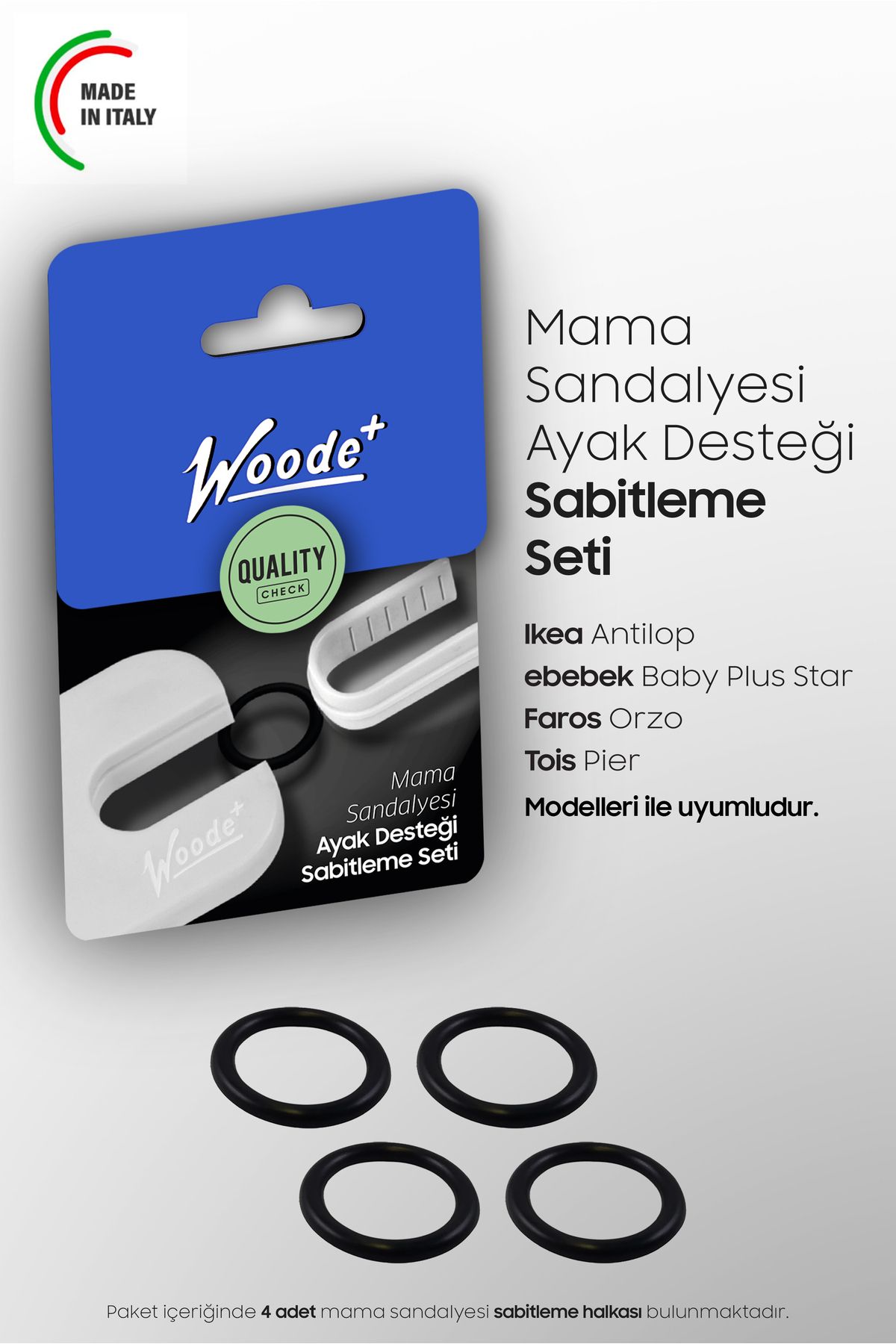 Woode+ Mama Sandalyesi Ayak Desteği Sabitleme Halkası (İnce bacaklı modeller için)