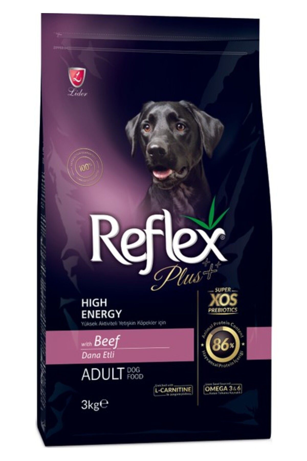 Reflex Plus Yüksek Aktiviteli Yetişkin Köpekler İçin Dana Etli Köpek Maması 3 Kg