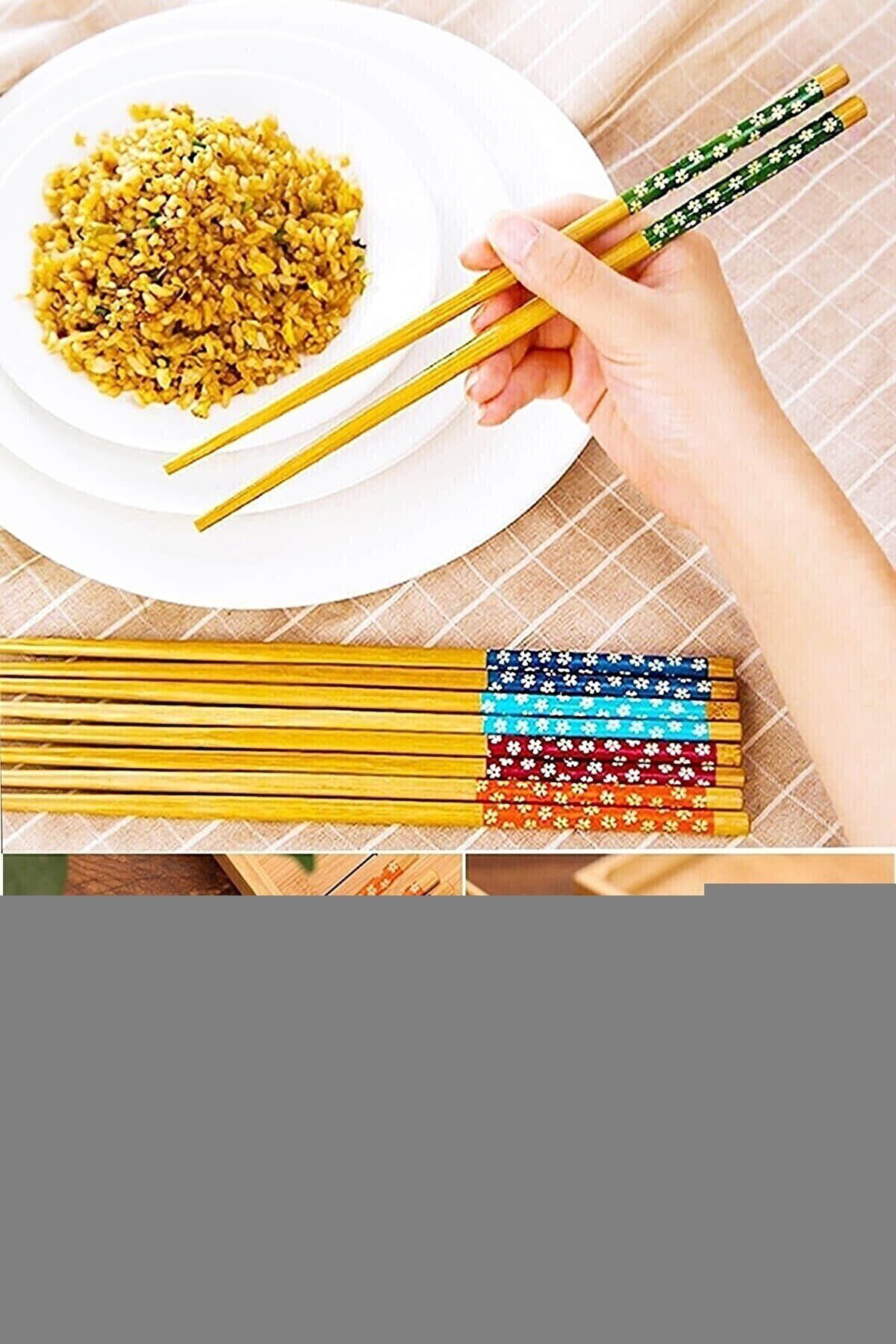 HerEveOyuncak Bambu Chopstick Çubuk Yemek Çubuğu Yıkanabilir Tekrar Kullanılabilir (10 Çift- 20 Adett (g7)