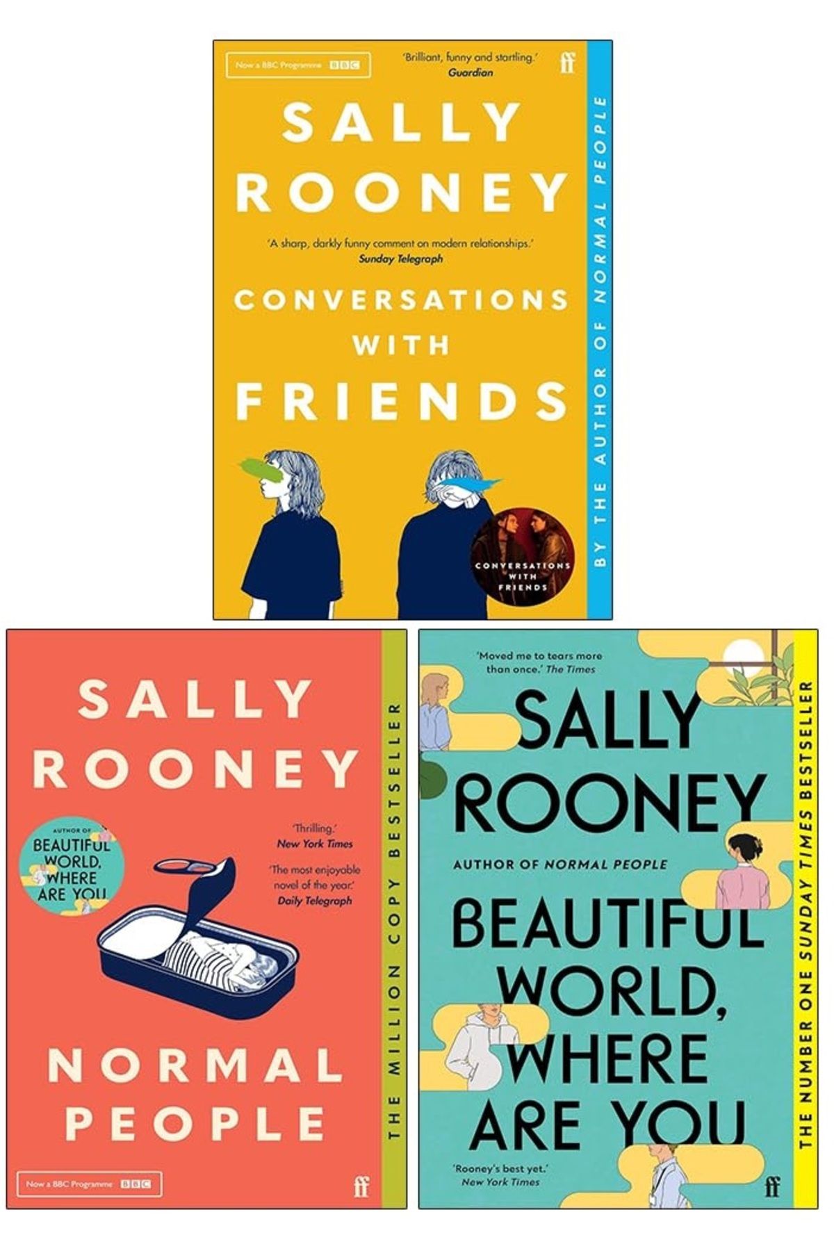 FABER & FABER Sally Rooney 3 Books Set (Beautiful World Where Are You , Normal People, Conversations with Friends)