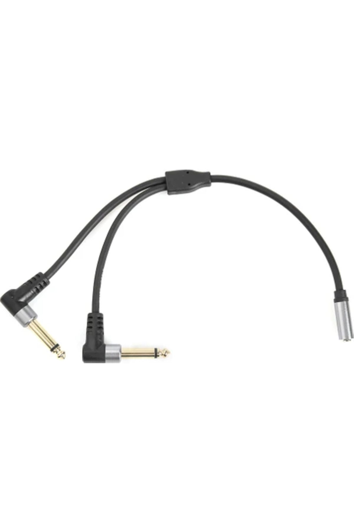 Obay 1/8 Inç Soket 1/4 Inç Fiş Y Splitter Adaptör Kablosu 0.24 M 3.5mm Kadın Stereo Çift 6.35MM