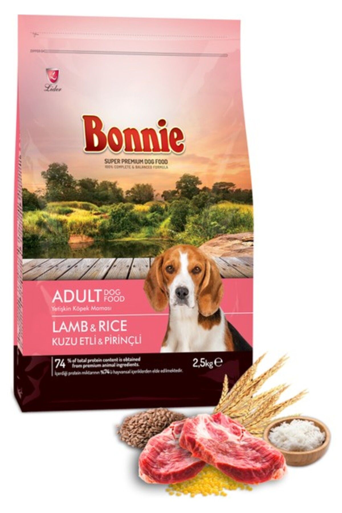 Bonnie Kuzu Etli ve Pirinçli Yetişkin Köpek Maması 2,5 kg