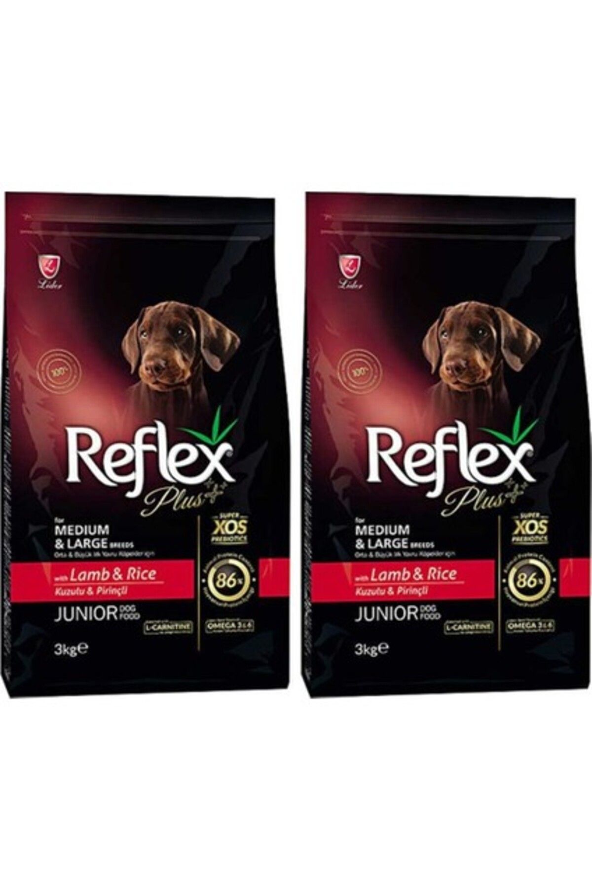 Reflex Plus Orta Büyük Irk Kuzulu Pirinçli Yavru Köpek Maması 3 kg 2 Adet