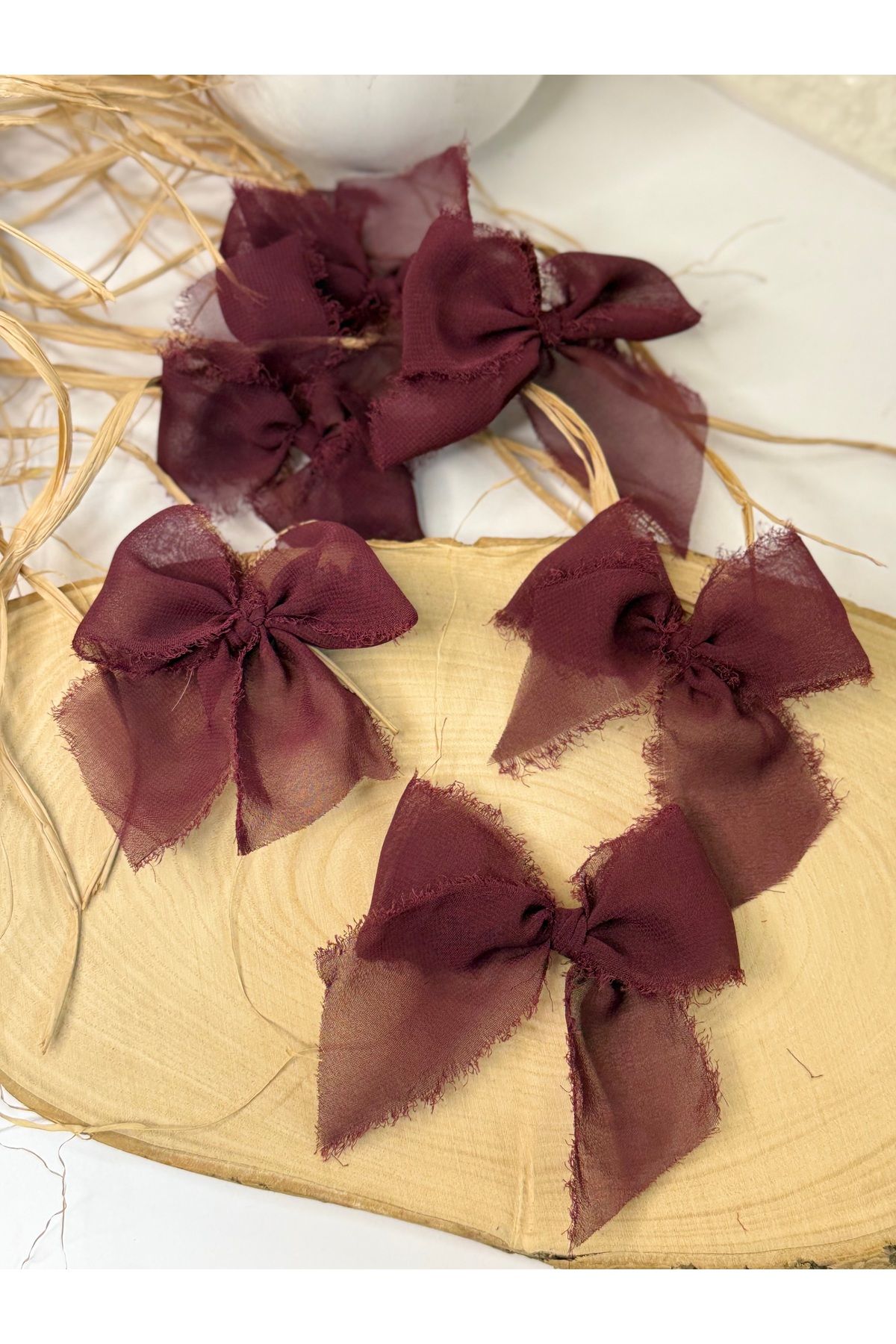 LAYLAEVENTS-Chiffon Fabric Ribbon Premade Bow-50Pcs 3