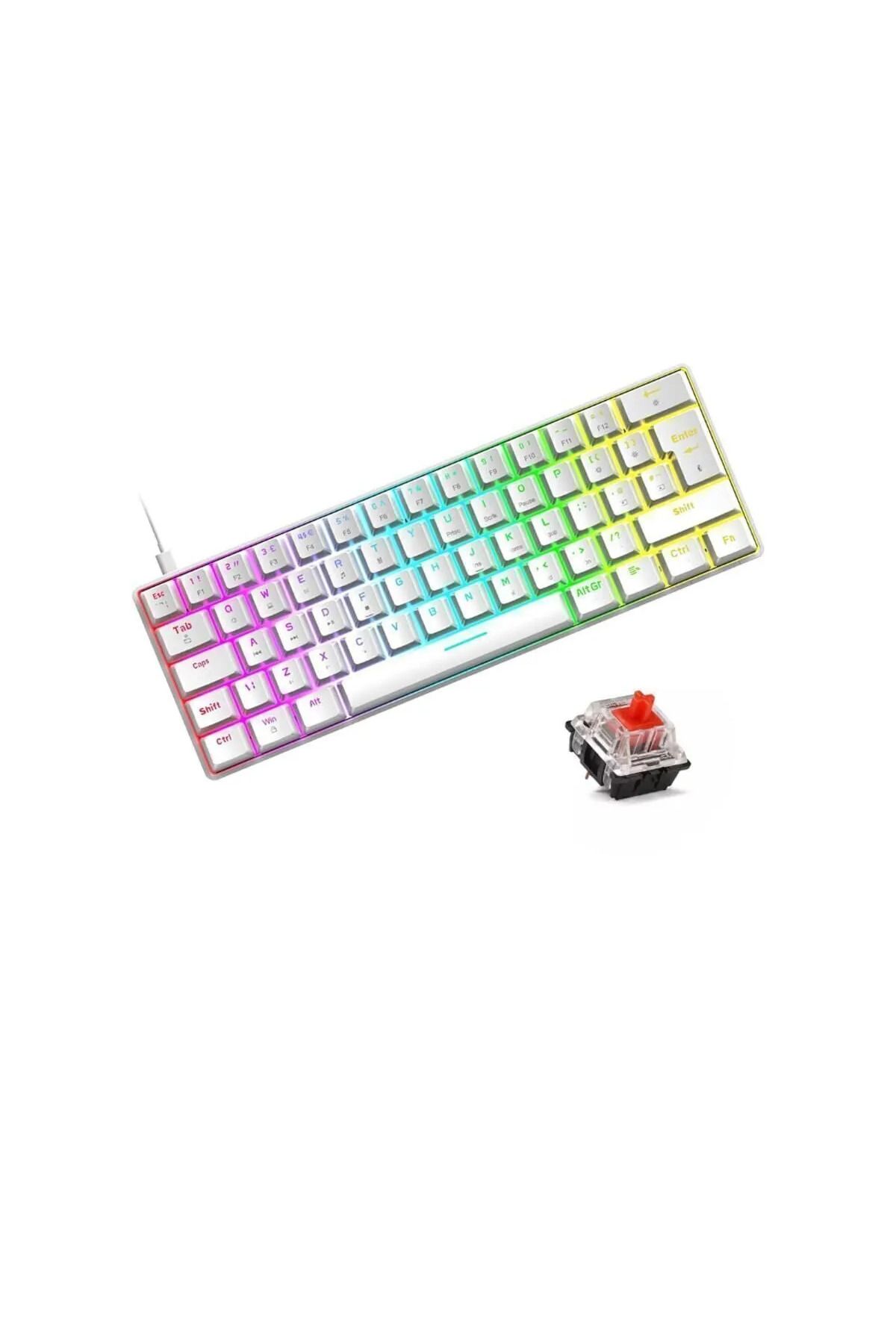 Emes Robotik Flash Rgb Mini Mekanik Gaming Klavye – 62 Tuş, Kırmızı Switch, Rgb Led Aydınlatmalı