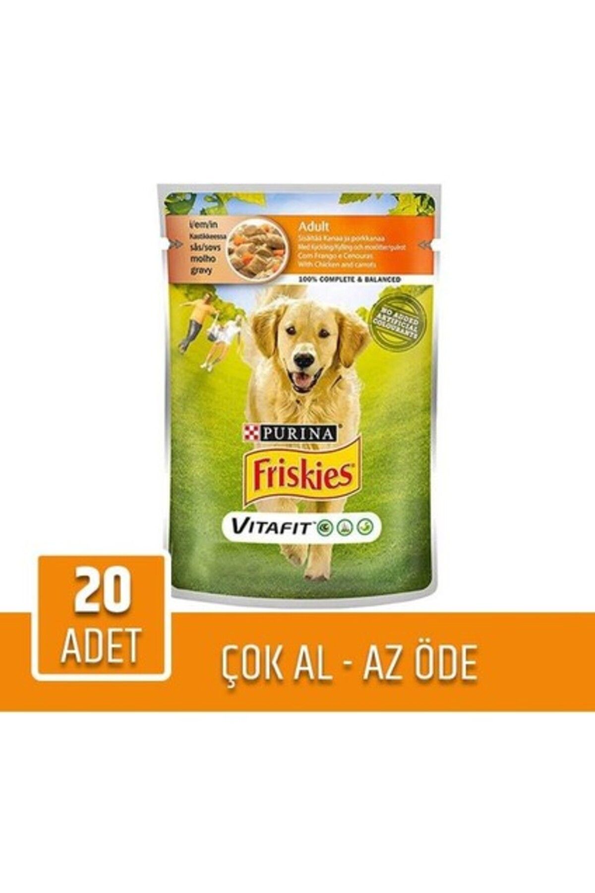 Friskies Tavuklu ve Havuçlu Yetişkin Köpek Konservesi 100GR 20LI