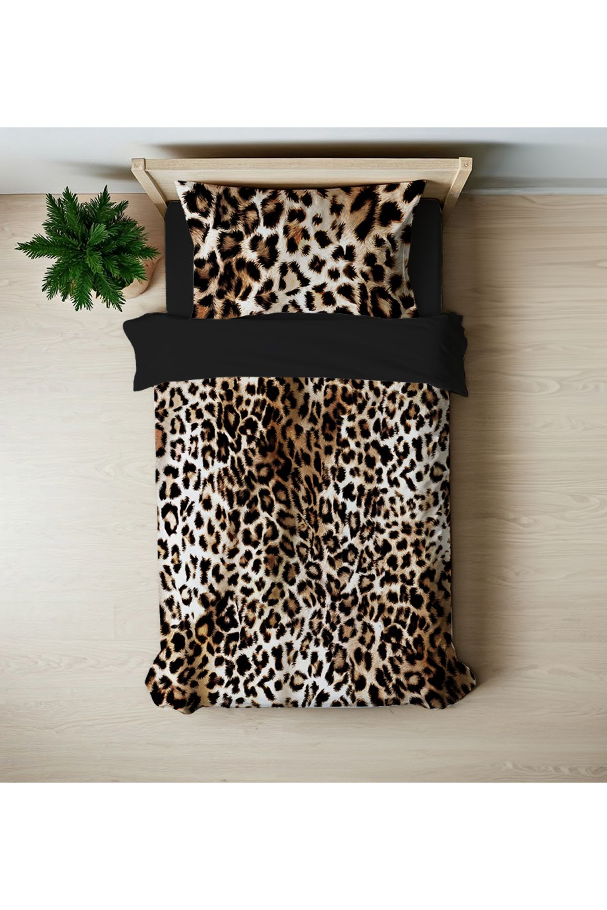 hediyechy GİFT DUVET  leopar desen  3D BASKILI Tek Kişilik Nevresim Takımı