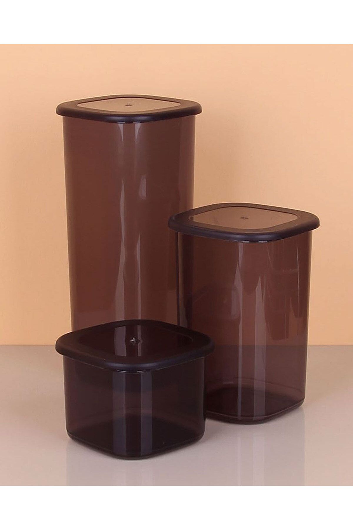 Ovebu 3lü Saklama Kabı - 1750-1200-550ML Koyu Şeffaf