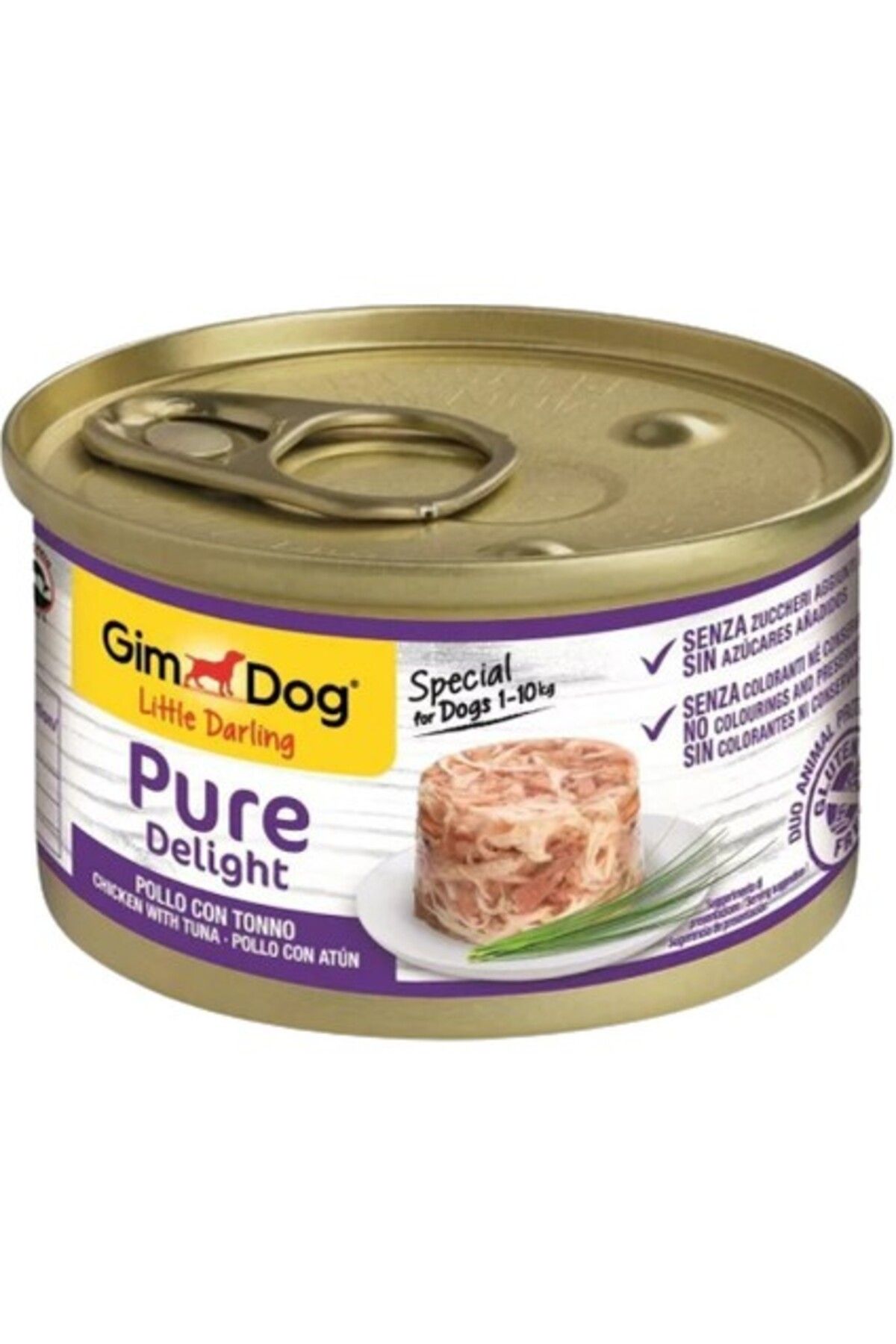 Gimdog Pure Delight Jöle Içinde Parça Tavuklu Ve Ton Balıklı Yetişkin Köpek Konservesi 85 gr