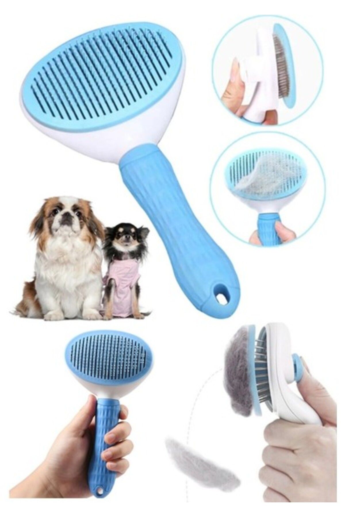 Orqinel Dream Plus Mavi Otomatik Temizlenen Tuşlu Evcil Hayvan Fırçası Kedi Köpek Tüy Toplayıcı Tarak