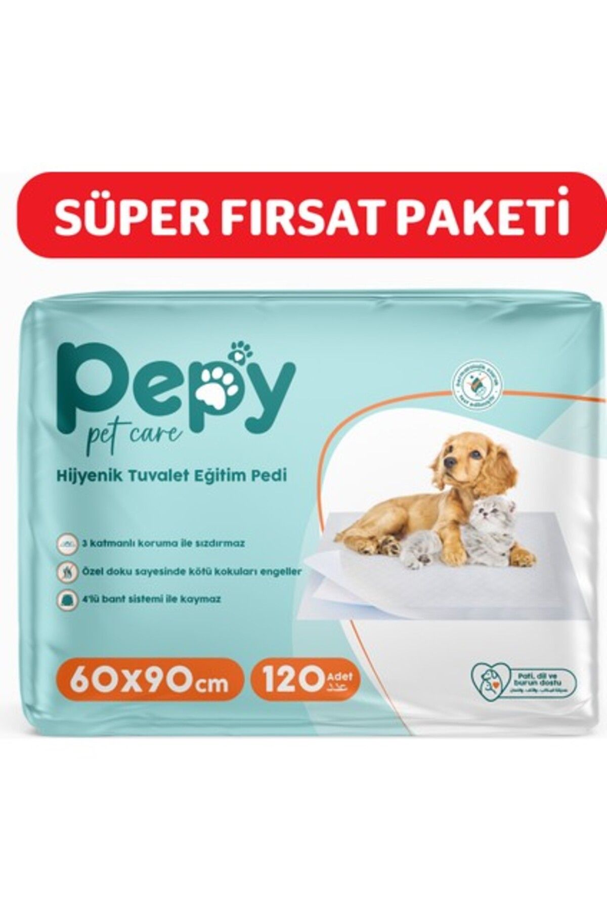 Orqinel Pepy Pet Care Pepy 60X90 cm Hijyenik Tuvalet Eğitim Pedi 30'lu 4 Paket 120 Adet