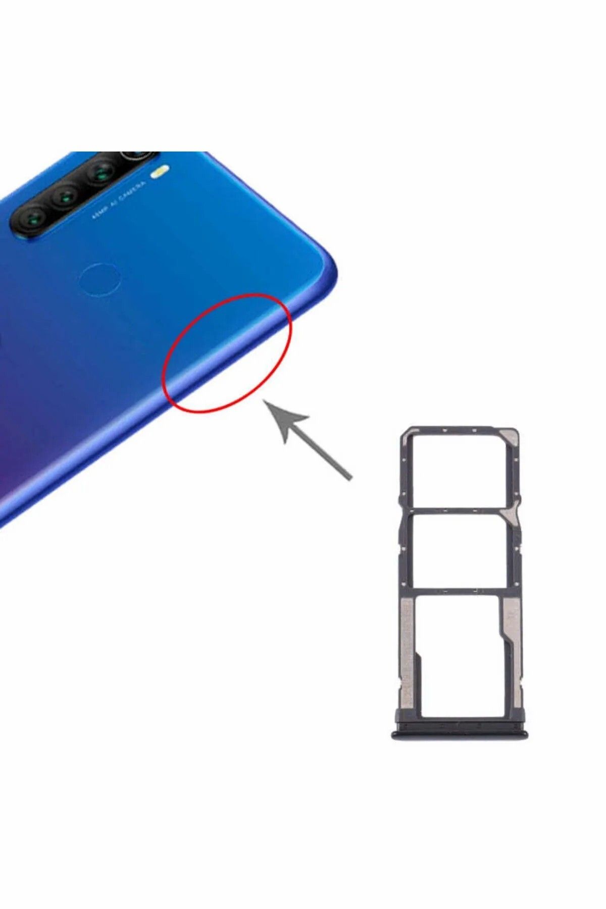 UYT Xiaomi Redmi Note 8 Uyumlu Sim Tepsisi Sim Kart Yuvası Siyah Renk