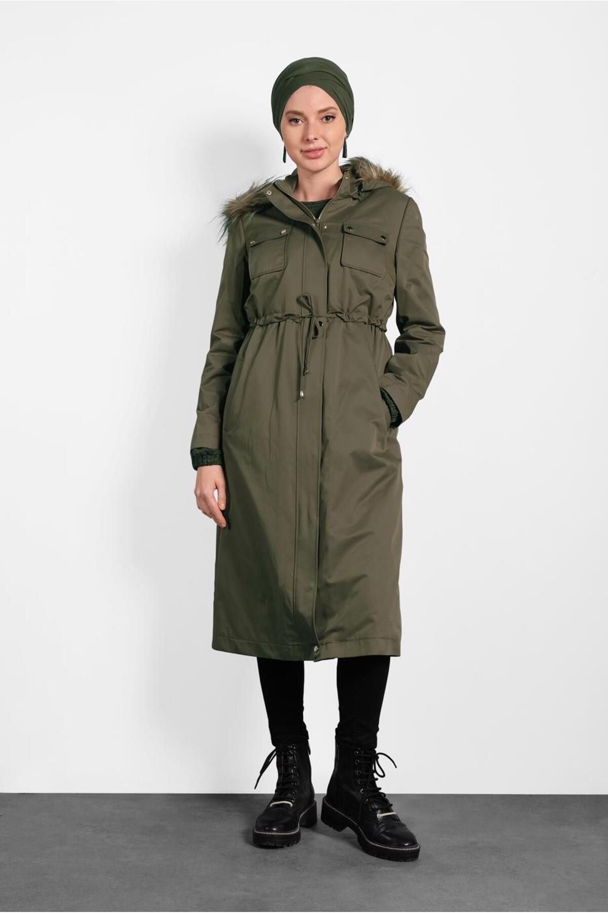 بند دار در کمر HOODED PARKA 90001 Alvina