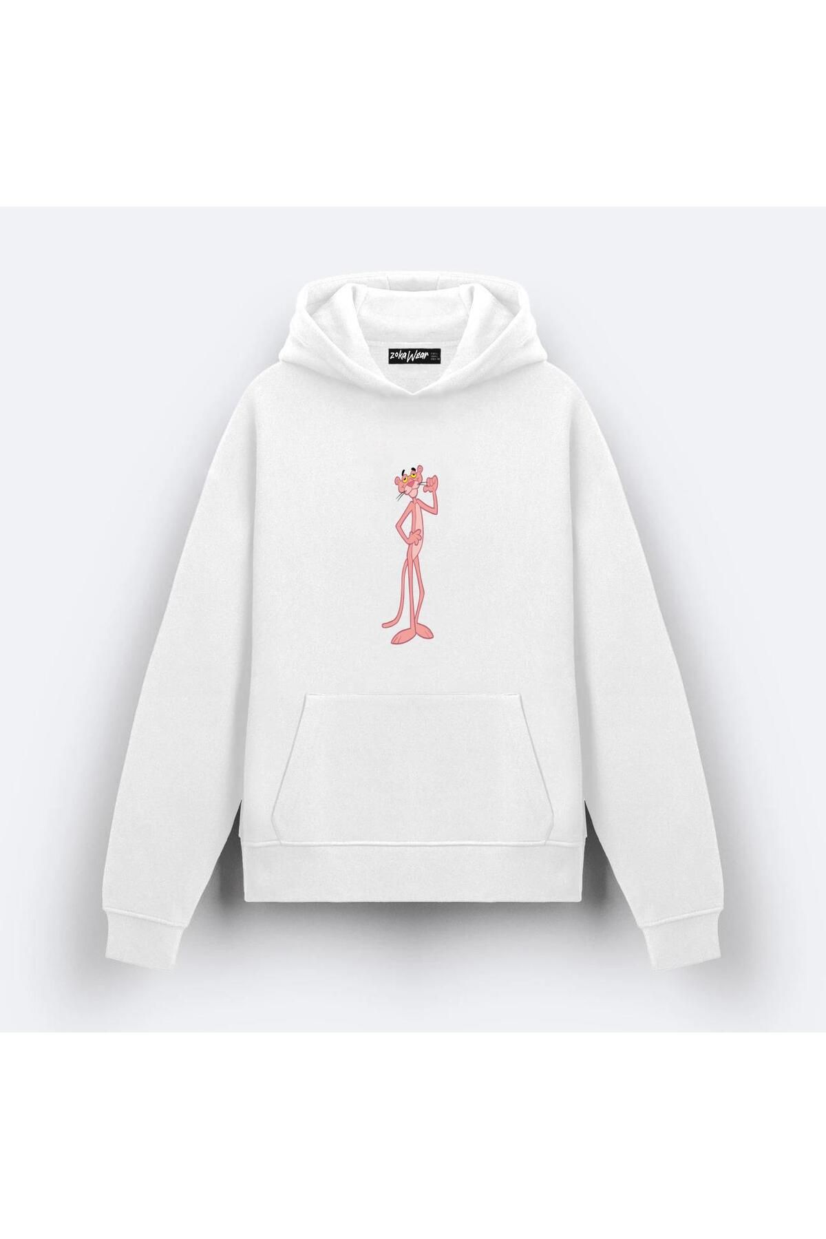 ZOKAWEAR Pink Panther Pembe v5 Tasarım Baskılı Kapşonlu Sweatshirt