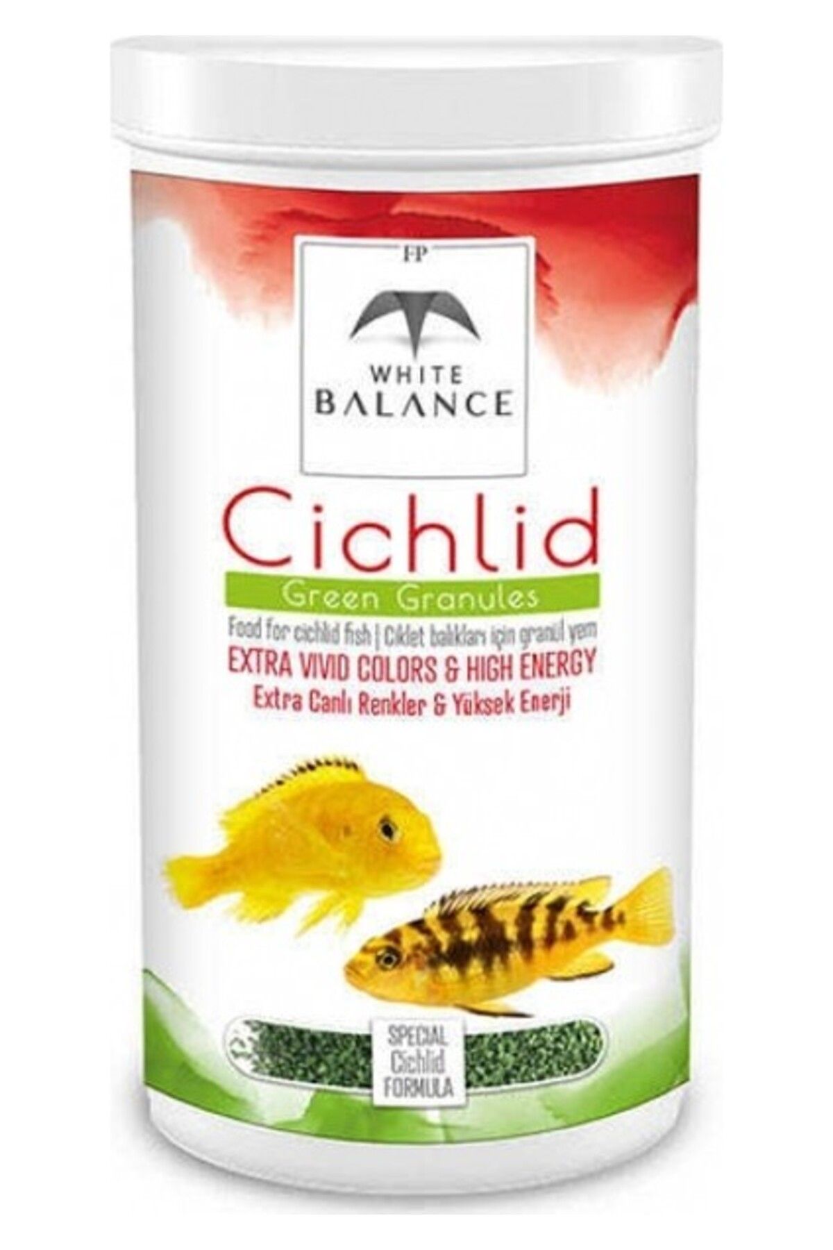 Orqinel White Balance Cichlid Green Granules Bitkisel Ciklet Balık Yemi 1000ml