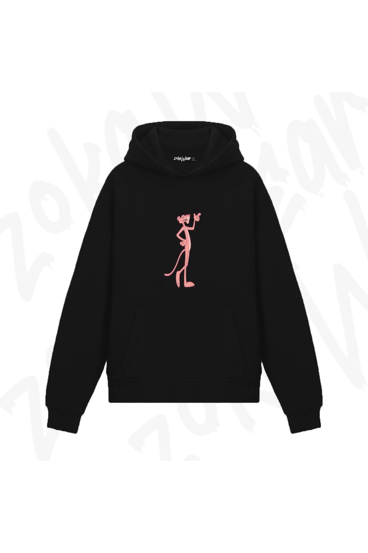 ZOKAWEAR Pink Panther Pembe v3 Tasarım Baskılı Kapşonlu Sweatshirt