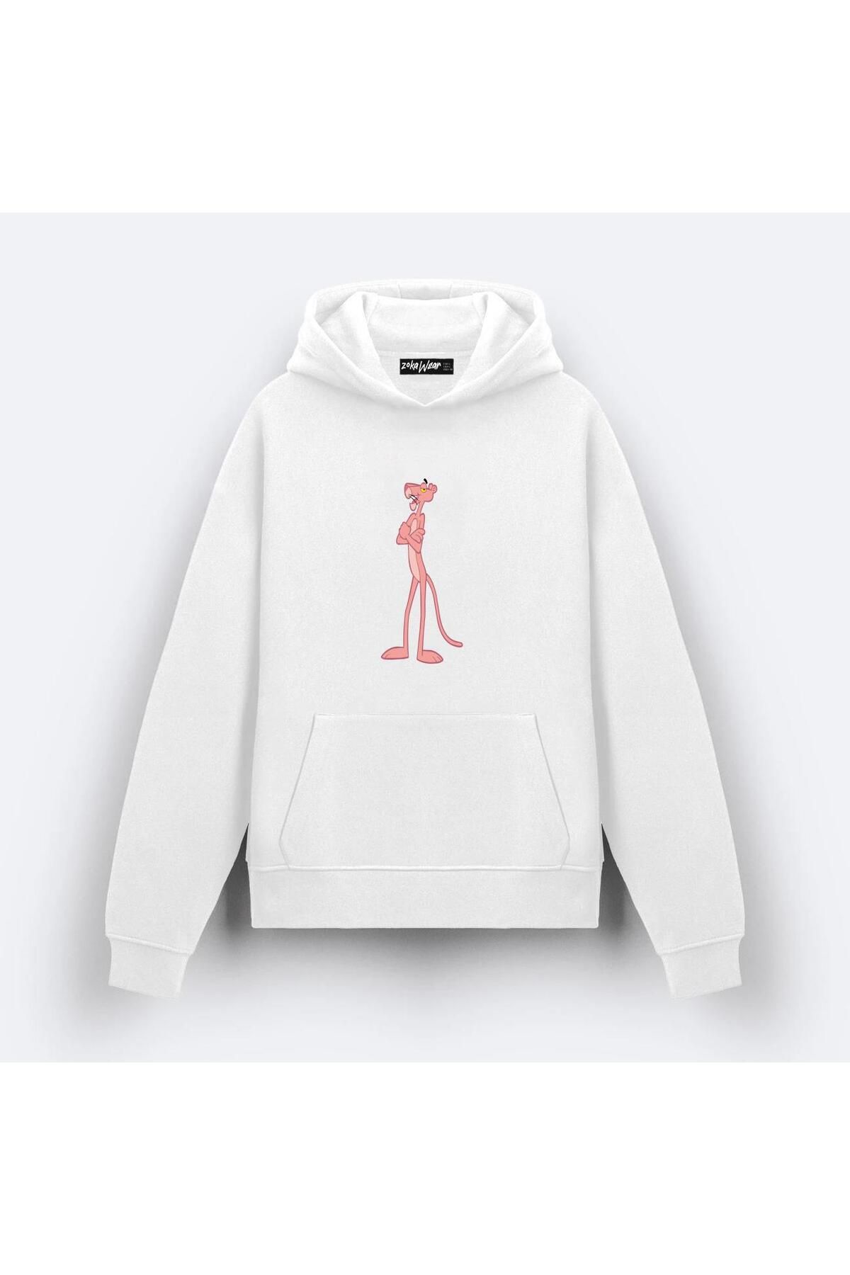 ZOKAWEAR Pink Panther Pembe v4 Tasarım Baskılı Kapşonlu Sweatshirt