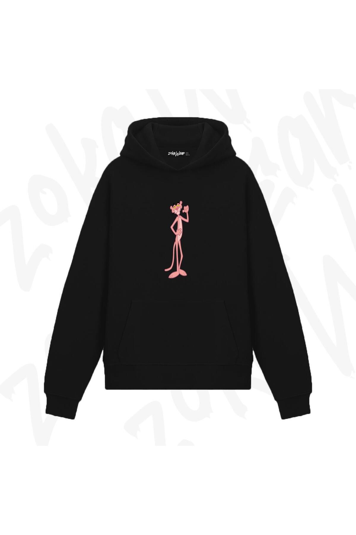 ZOKAWEAR Pink Panther Pembe v5 Tasarım Baskılı Kapşonlu Sweatshirt