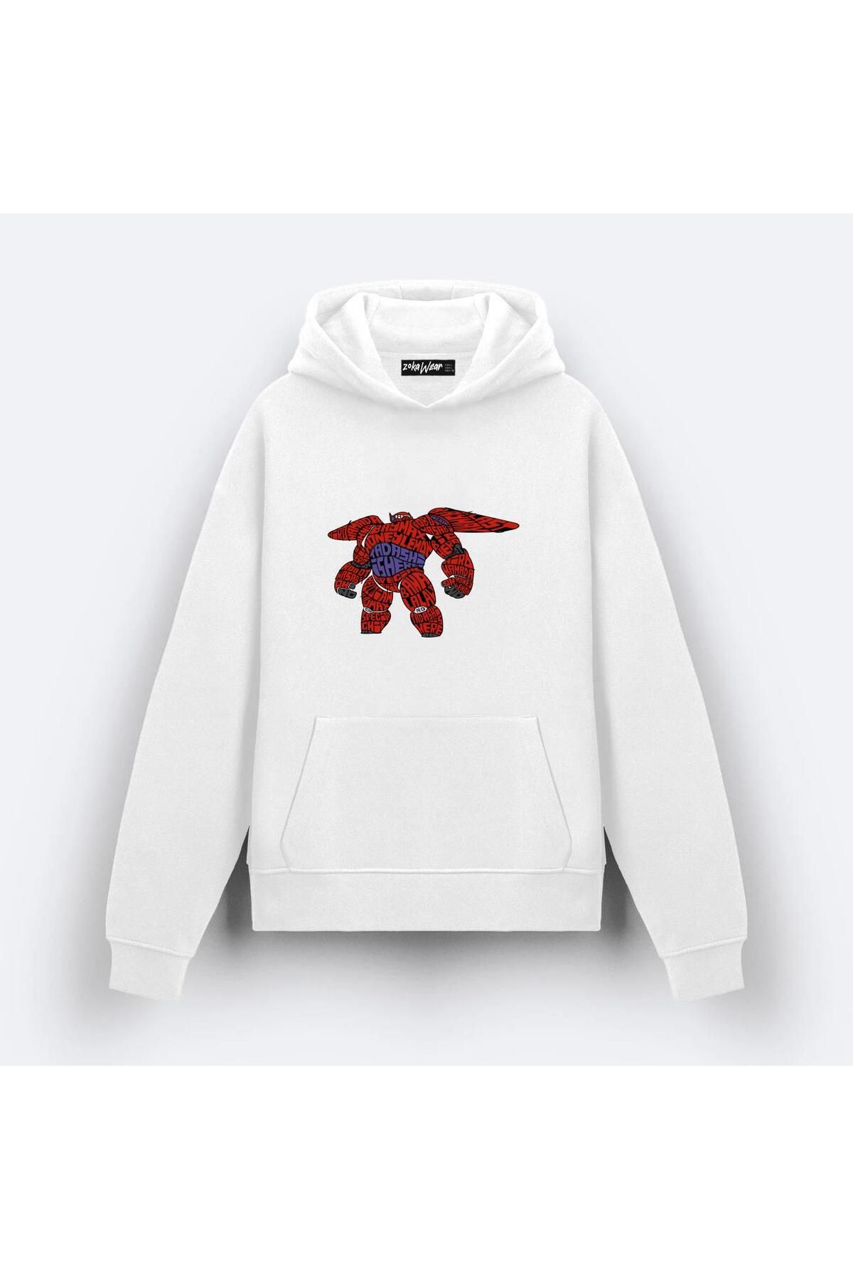 ZOKAWEAR Baymax Tasarım Baskılı Kapşonlu Sweatshirt