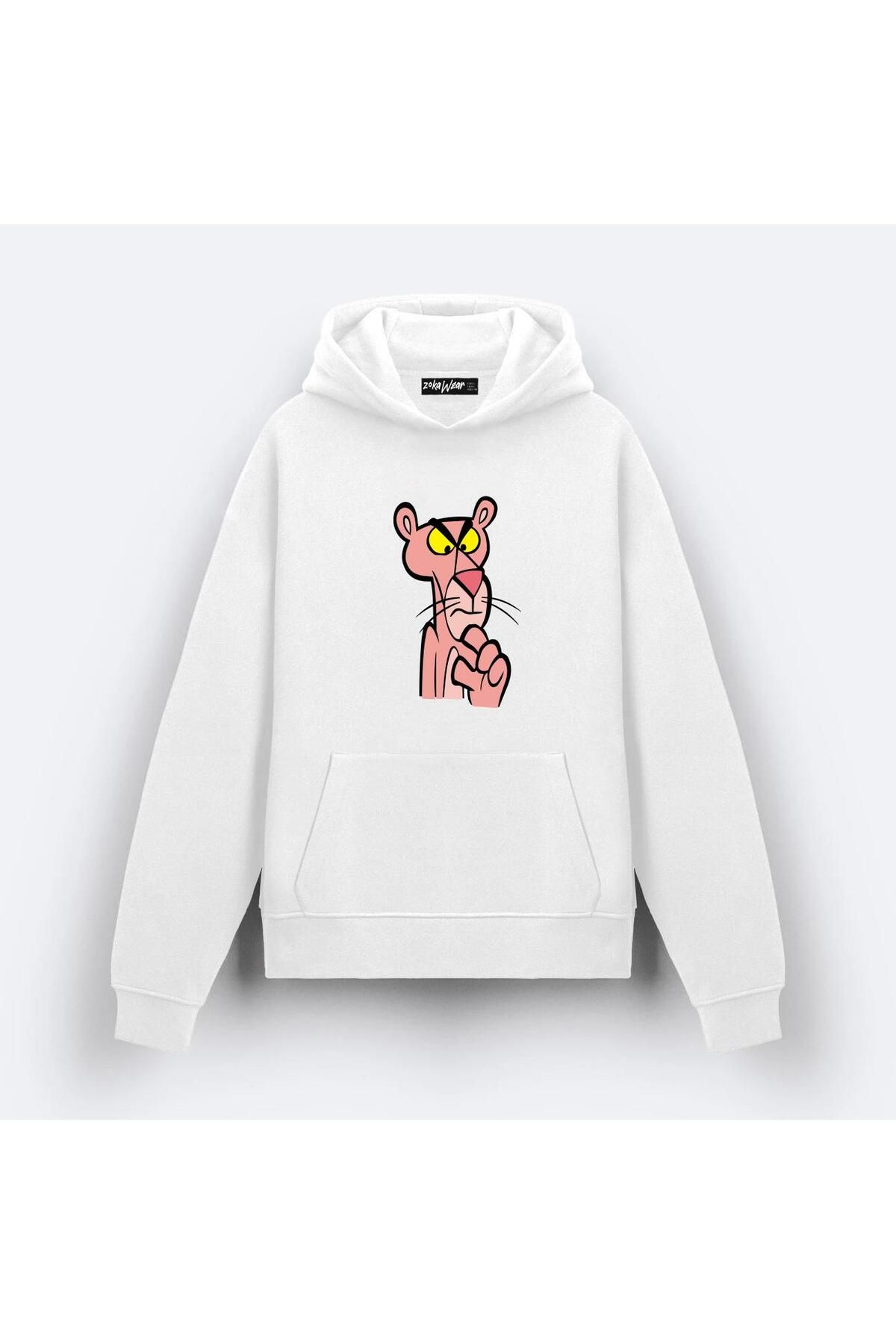 ZOKAWEAR Pink Panther Pembe v6 Tasarım Baskılı Kapşonlu Sweatshirt