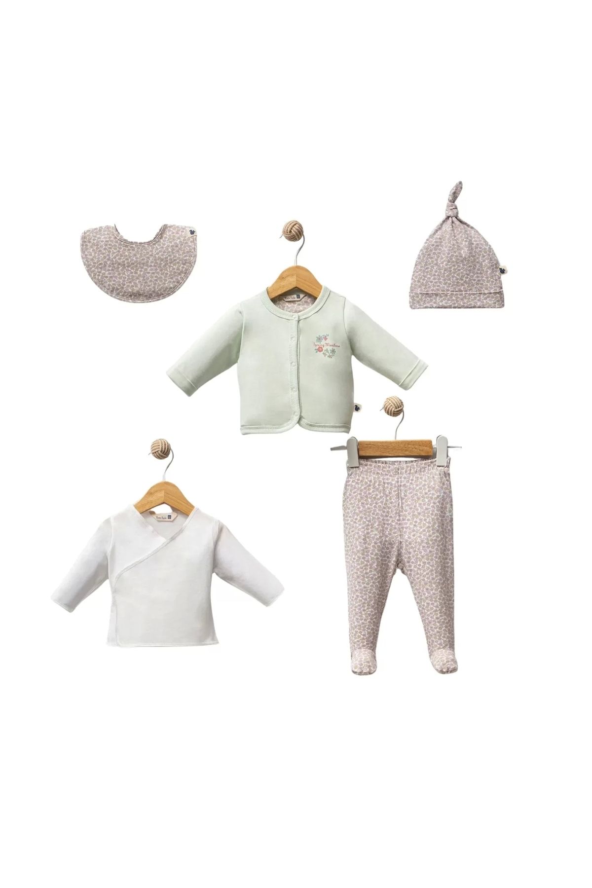 Miravm Fall Floral 5 Parça Hastane Çıkışı Green