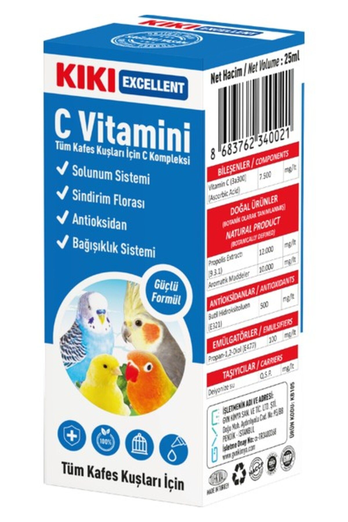 Orqinel Kiki Excellent Kuş C Vitamini 25 Ml. KB105