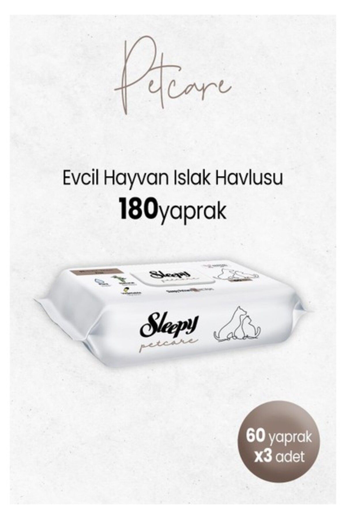 Sleepy Petcare Evcil Hayvan Islak Havlusu 60'lı x 3 Adet