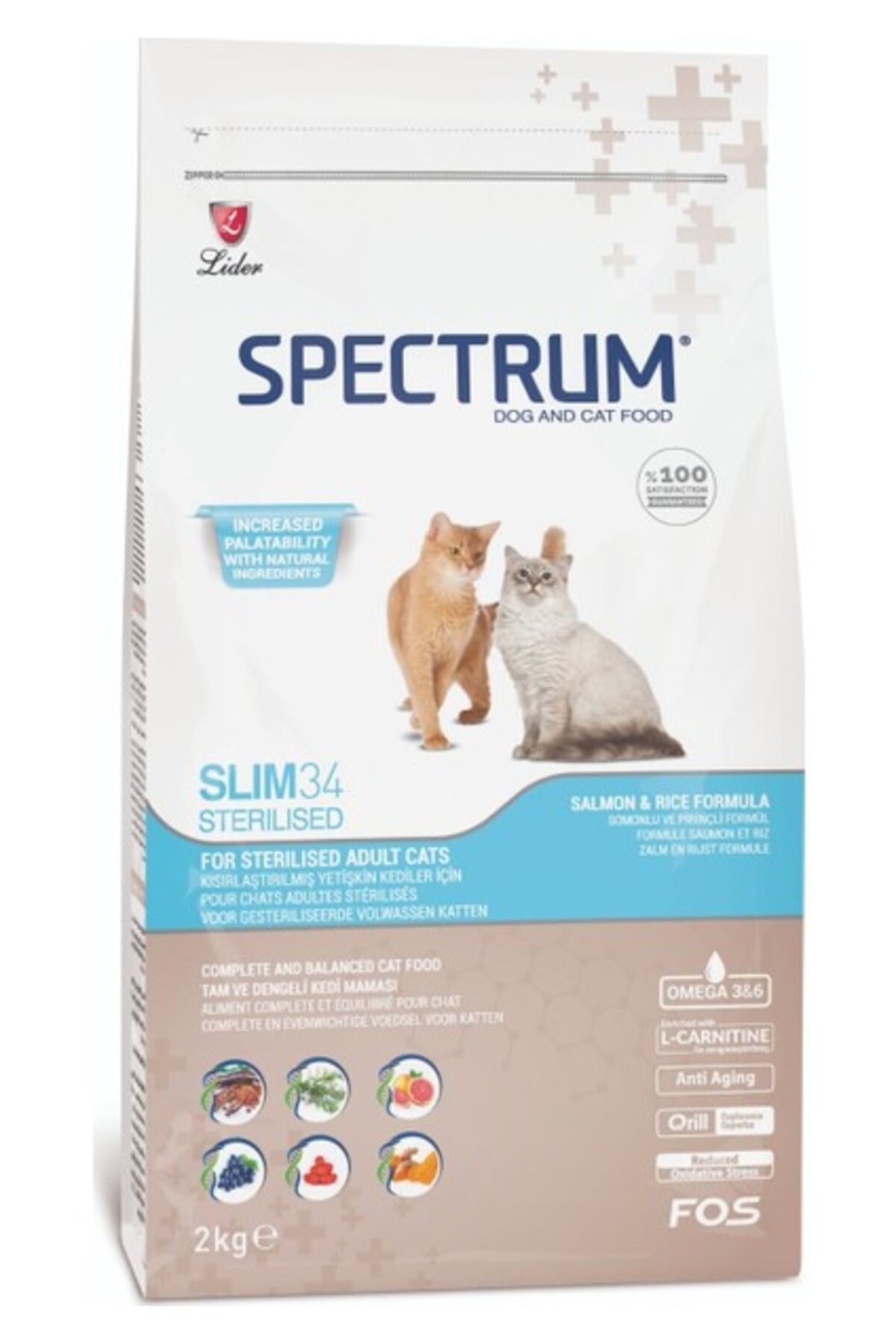 Spectrum Slim 34 Somonlu ve Pirinçli Kısırlaştırılmış Kedi Maması 2kg