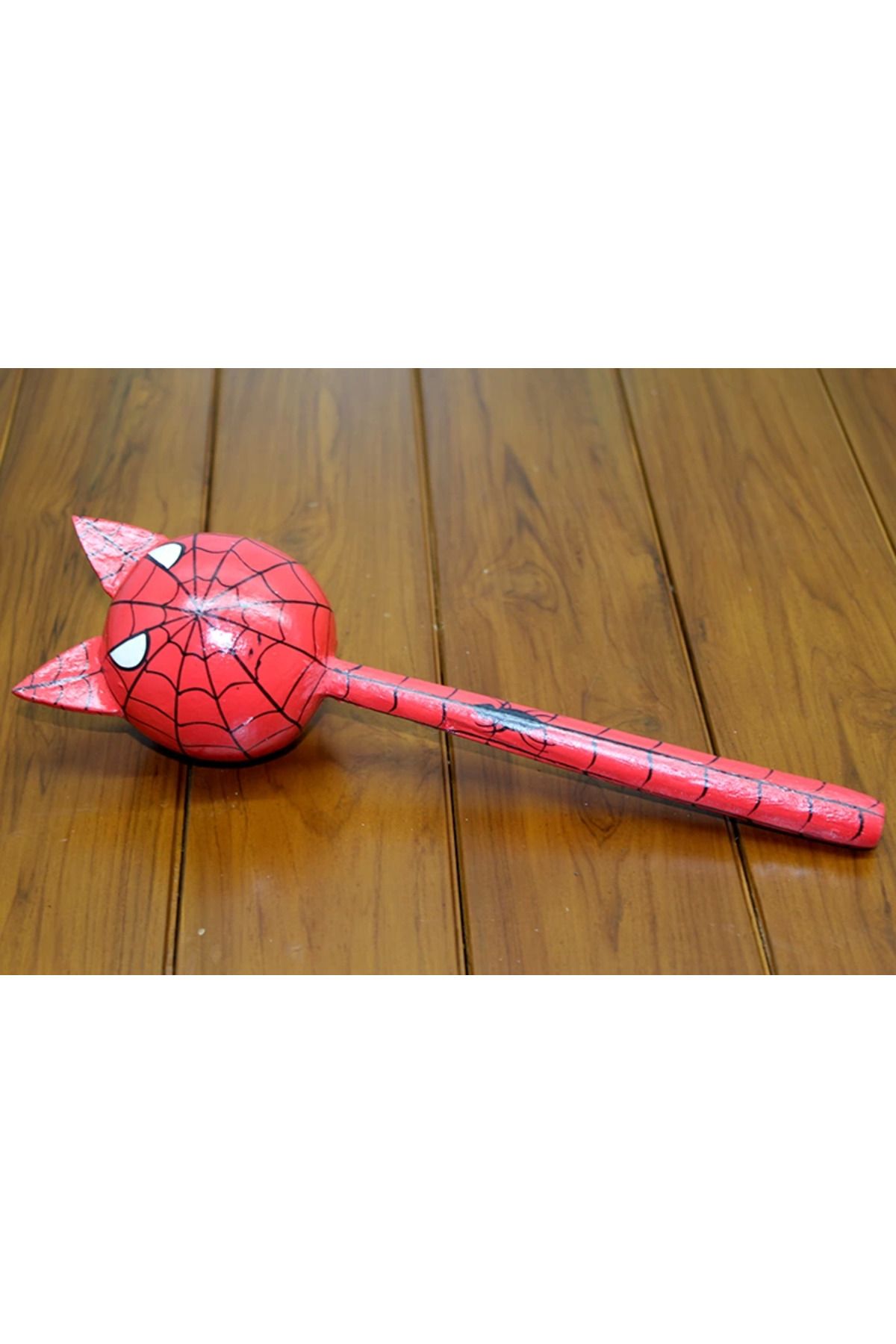 Easy Tedarik Ahşap Kedili Spiderman Marakas Tekli Polos:24