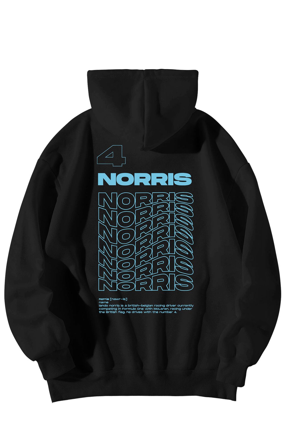 Calvin Jones Siyah Kadın Erkek F1 Legend Lando Norris Baskılı Kanguru Cepli Kapşonlu Hoodie