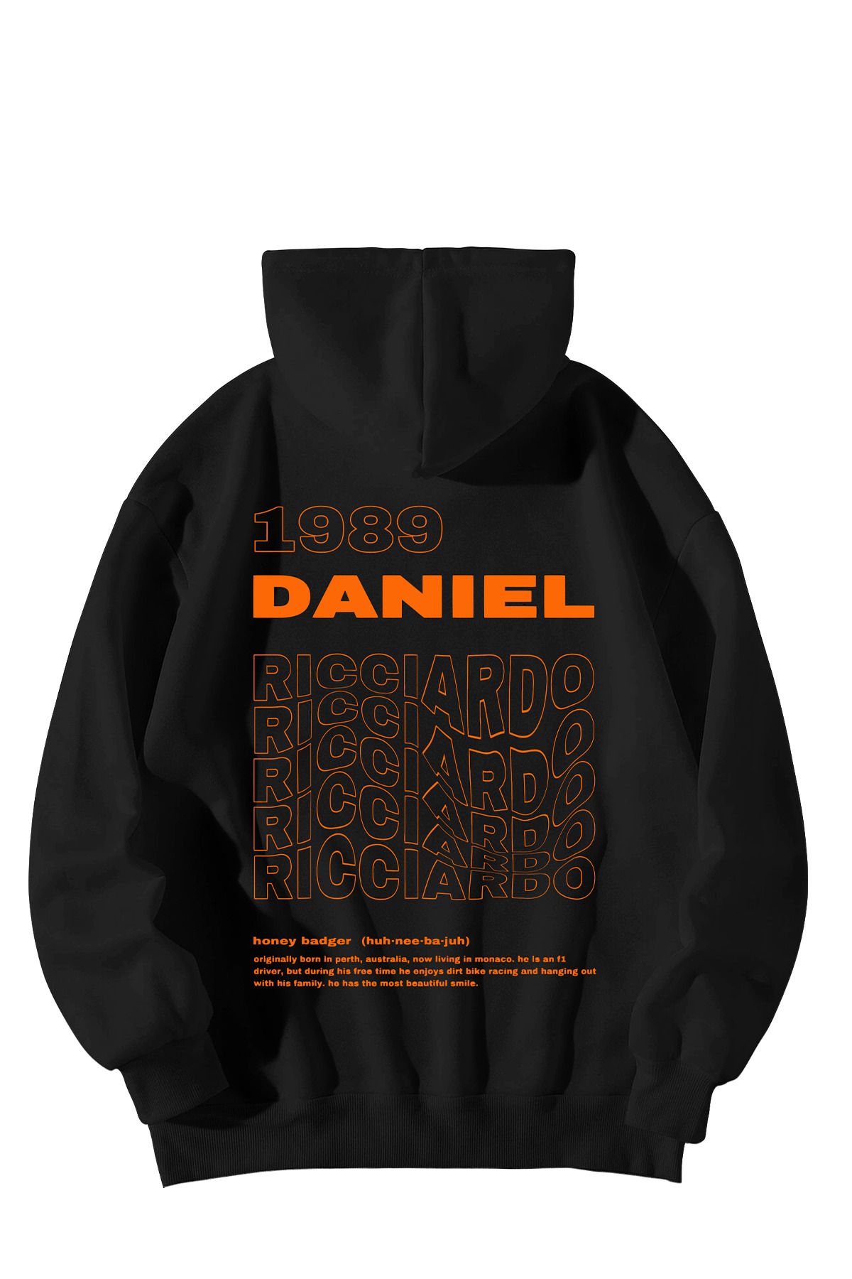 Calvin Jones Siyah Kadın Erkek F1 Legend Daniel Ricciardo Baskılı Kanguru Cepli Kapşonlu Hoodie