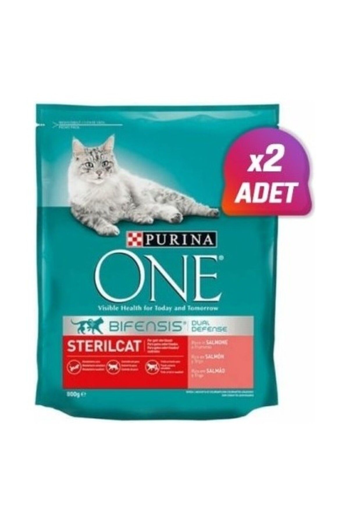 Cat Chow Purina One Sterilised Somonlu Kısırlaştırılmış Kedi Maması 800 gr 2 Adet