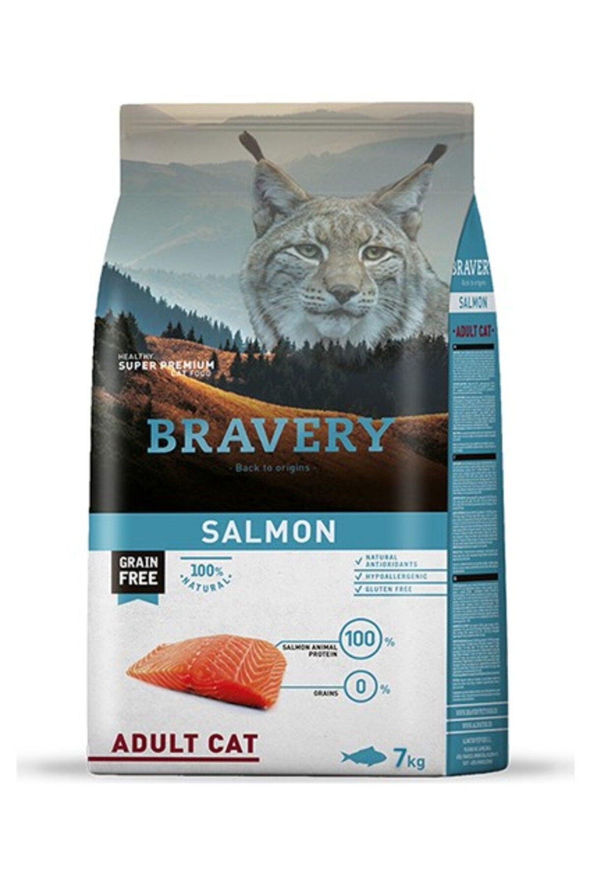 Bravery Yetişkin Kedi Maması Somon Balıklı 7Kg. - Adult Cat Salmon 7Kg.