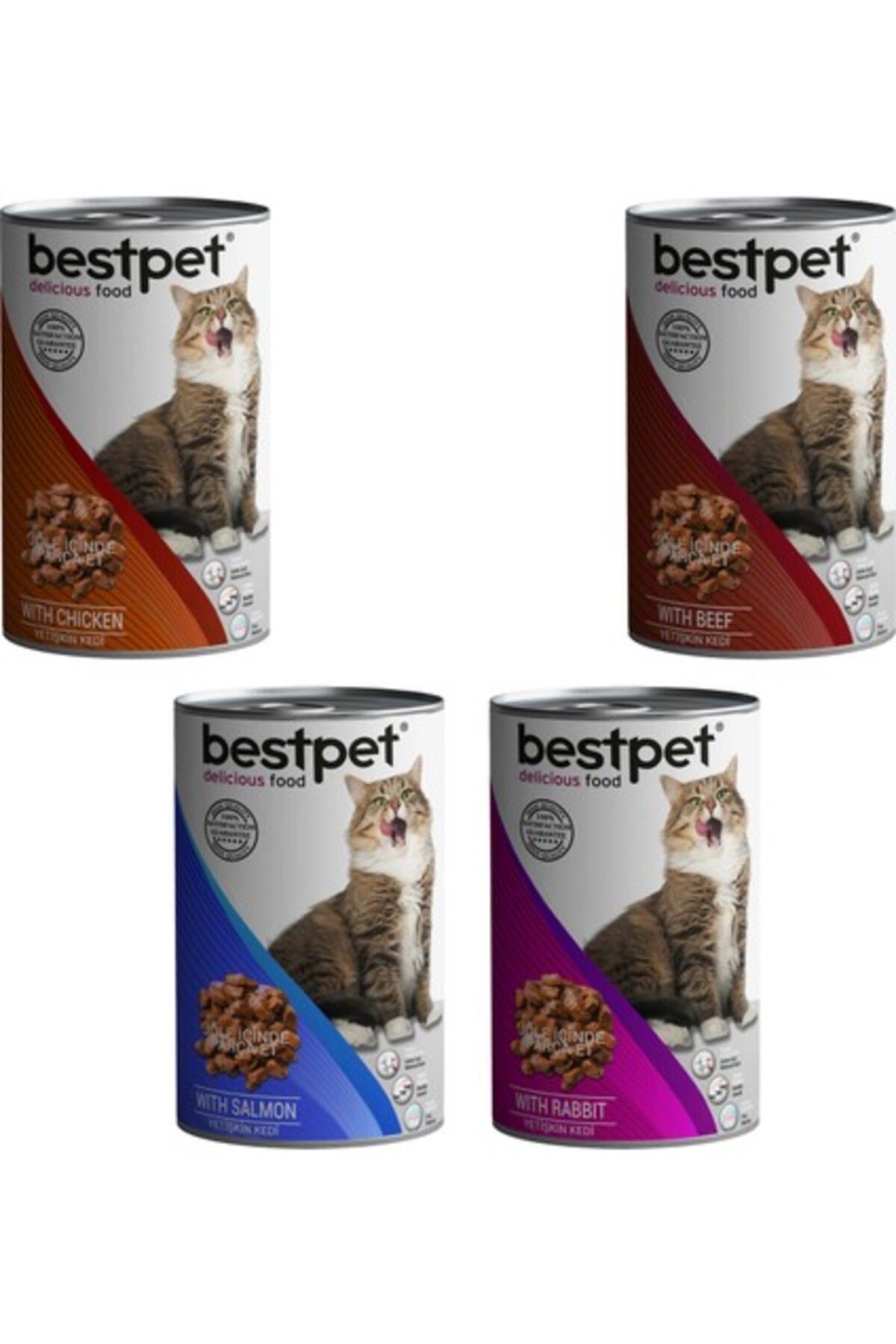 Bestpet Tavuk-Tavşan-Biftek-Somon Karışık Kedi Konserve 30 x 415 gr