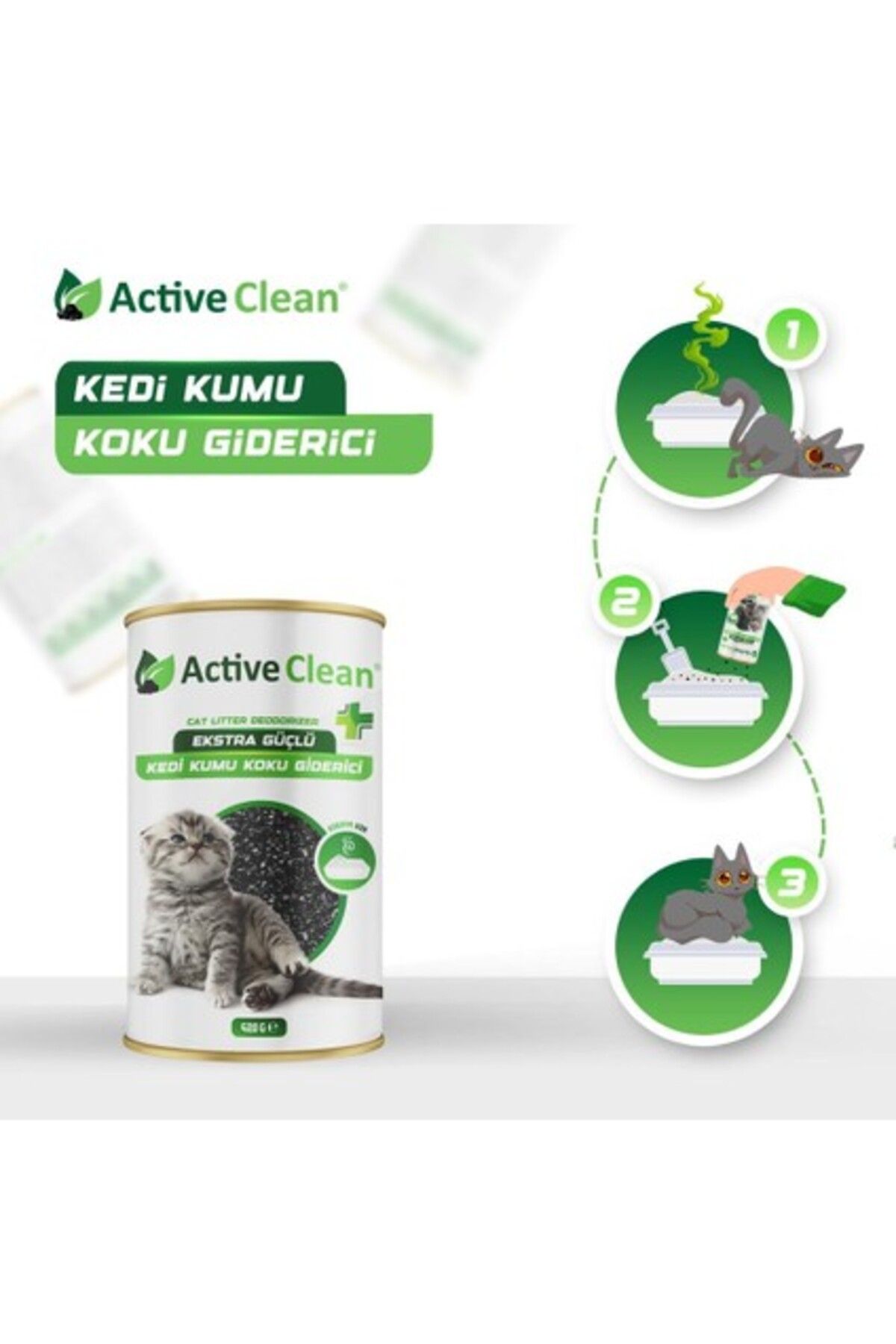 Active Clean Plus Kedi Kumu Koku Giderici 420 gr 2'li Set