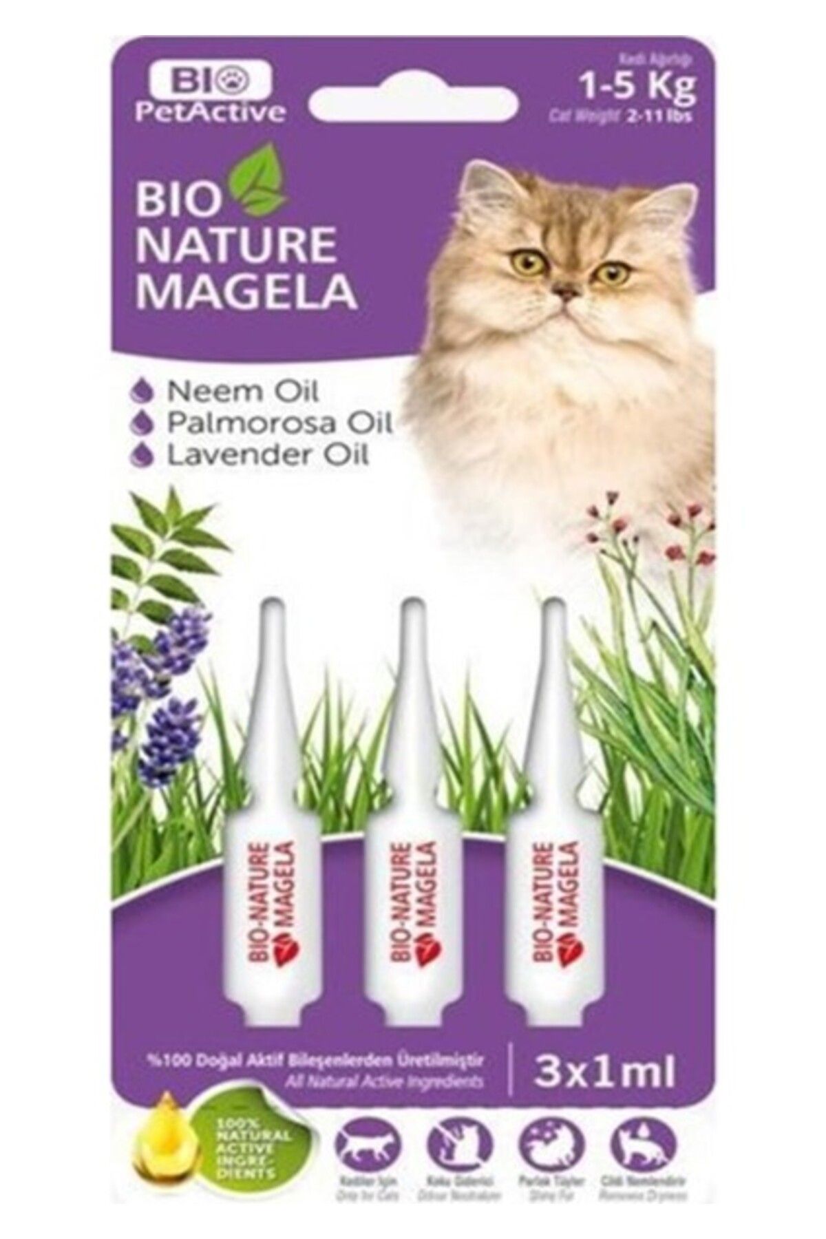 Orqinel Bio PetActive Bio Nature Kedi Bit Pire Kene Parazit Tüy ve Deri Bakım Damlası 3x1 ml 1-5 kg