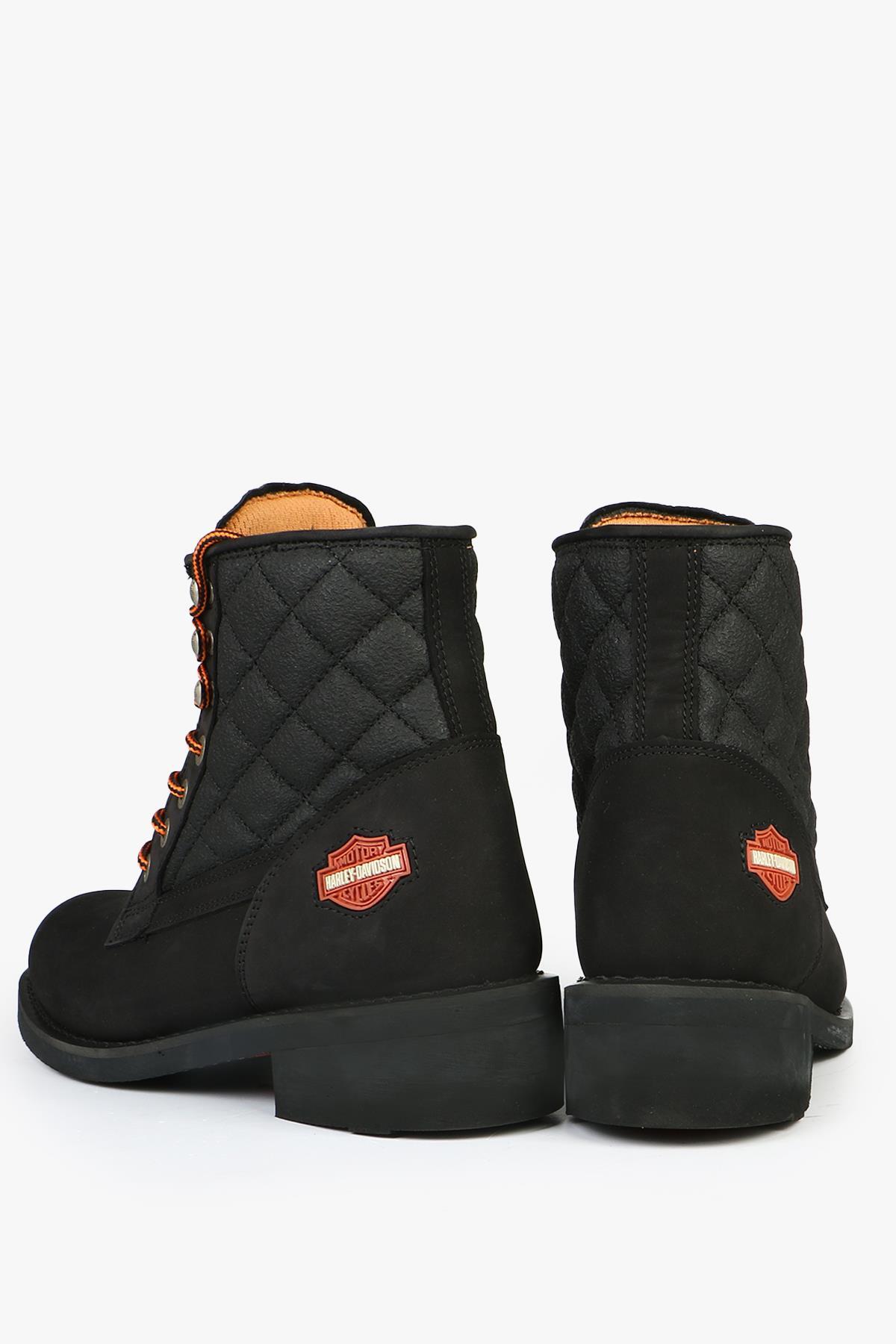 Harley Davidson Hammer Jack New Worker Hakiki Deri Siyah Nubuk Erkek Bot görsel 4