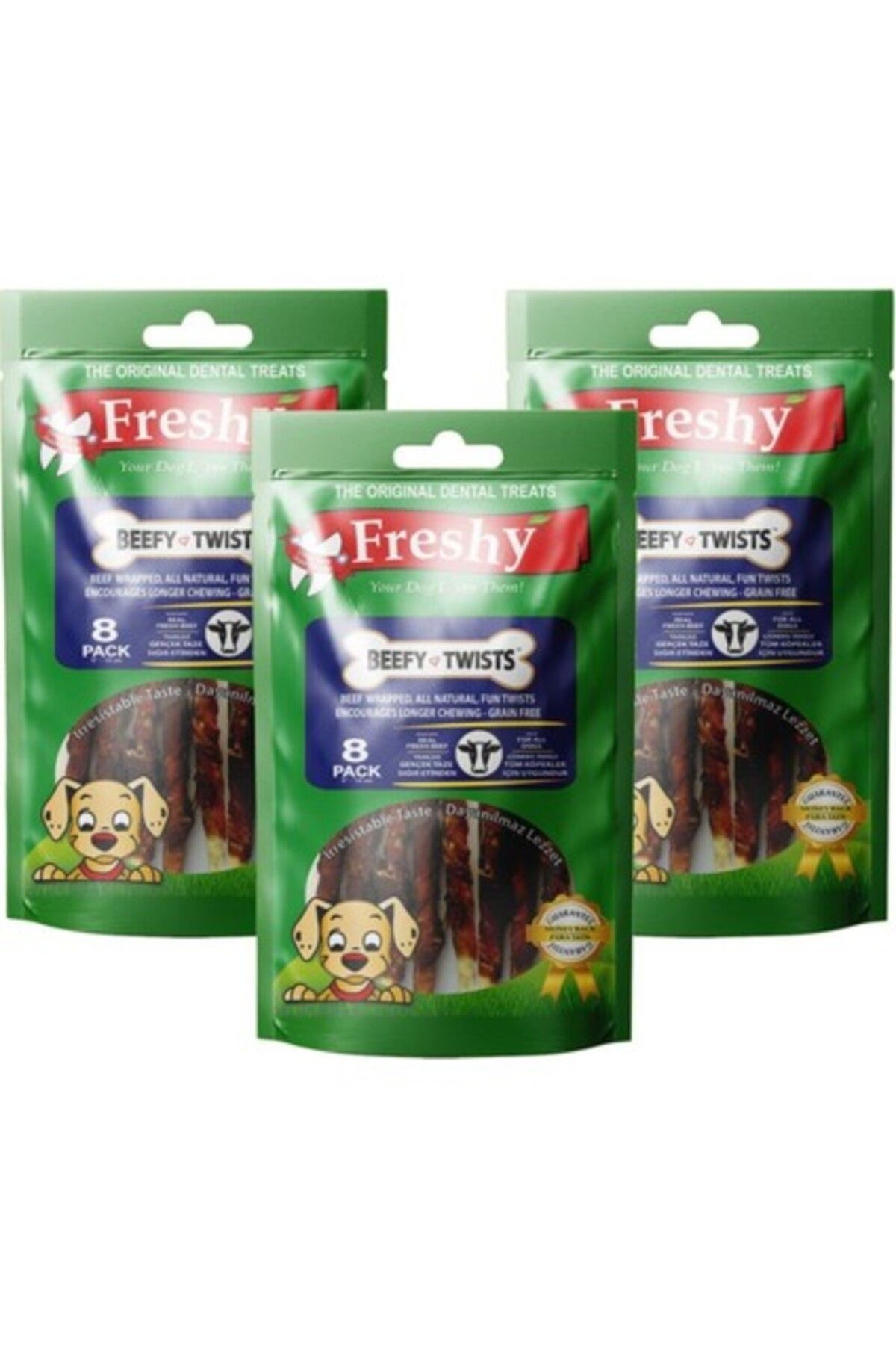 Orqinel Freshy grerçek Et Kaplı Diş Kaşıma Burgru Kemik x 3 Paket