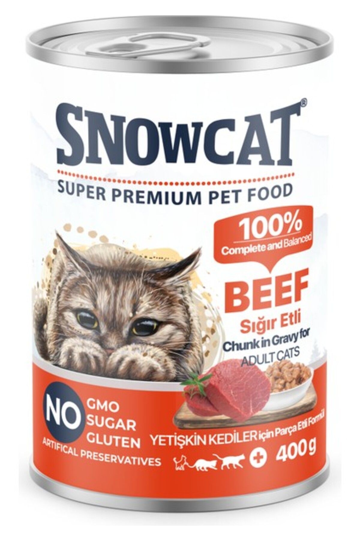 Orqinel Snow Cat Premium Parça Etli Sığırlı Kedi Konservesi 12 ADET*400 G