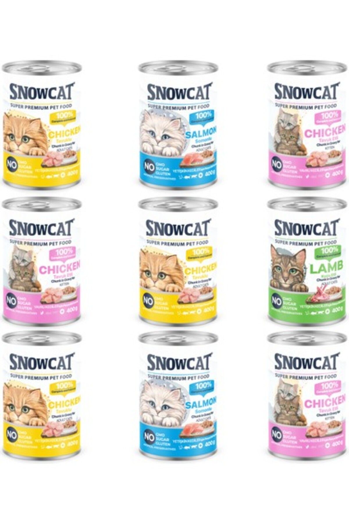 Orqinel Snow Cat Premium Parça Etli Karışık Kedi Konservesi 12 ADET*400 G